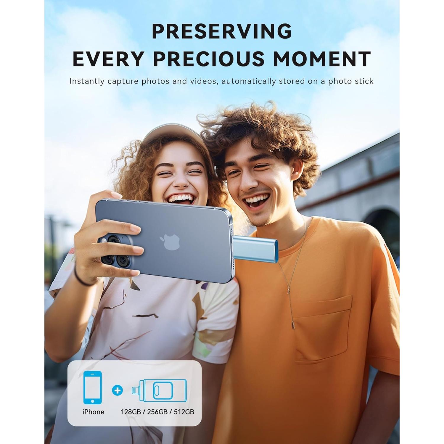 Unidad Flash 128GB ROSPE MFi para iPhone/iPad/Android - Azul