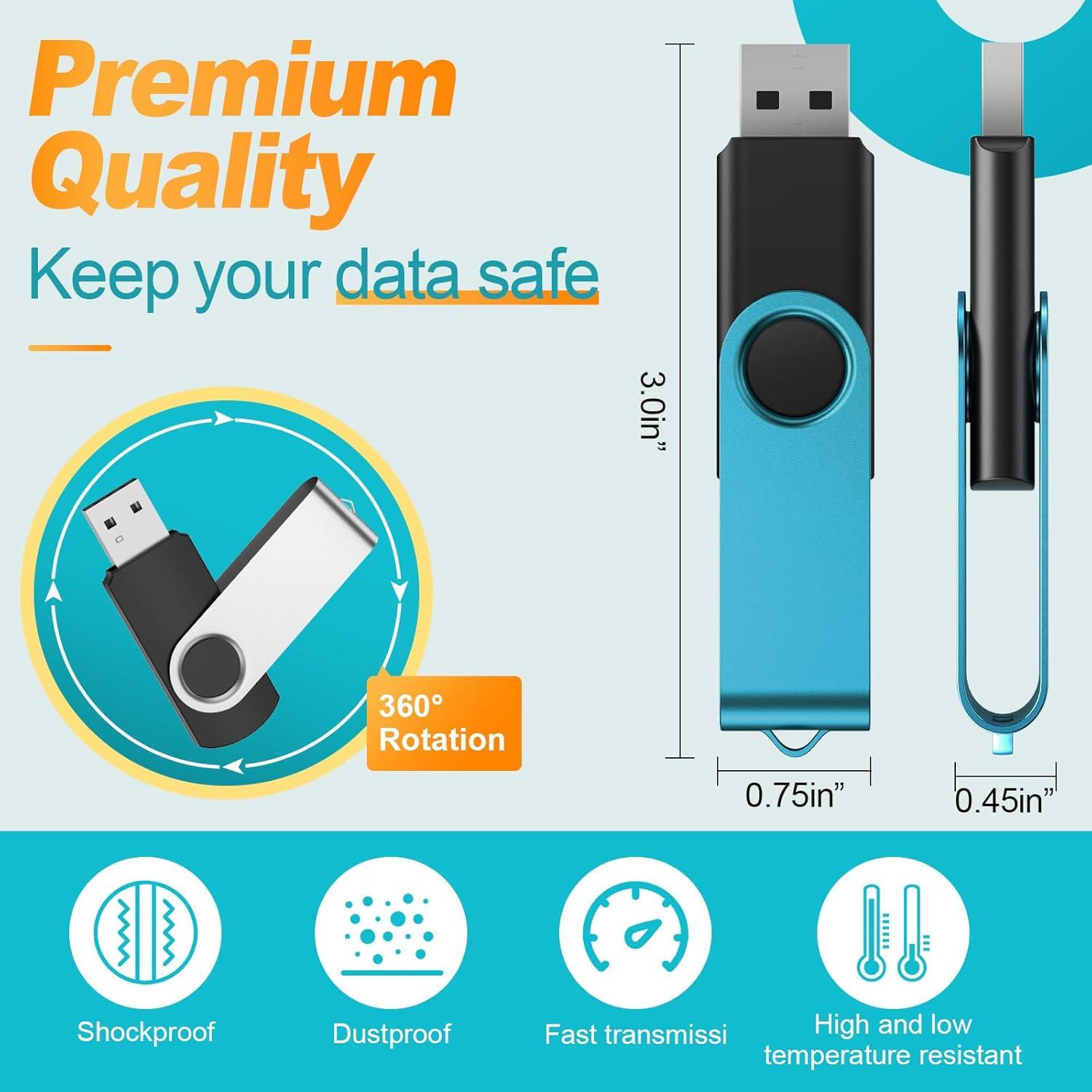 Kepmem Unidad Flash USB 64GB 10 Piezas USB 3.0 Multicolor