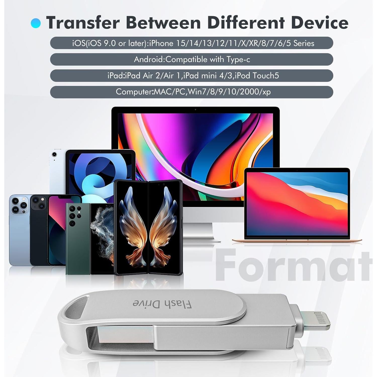 Unidad Flash 512GB Kcsbaui MFi para iPhone/iPad/Android