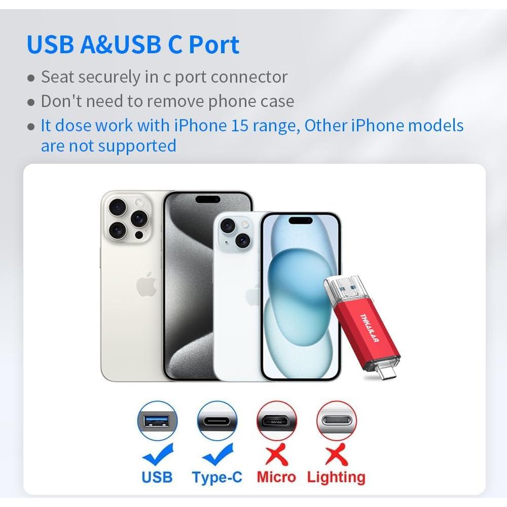 Memoria USB 512GB THKAILAR Tipo A y C 3.1 Rojo