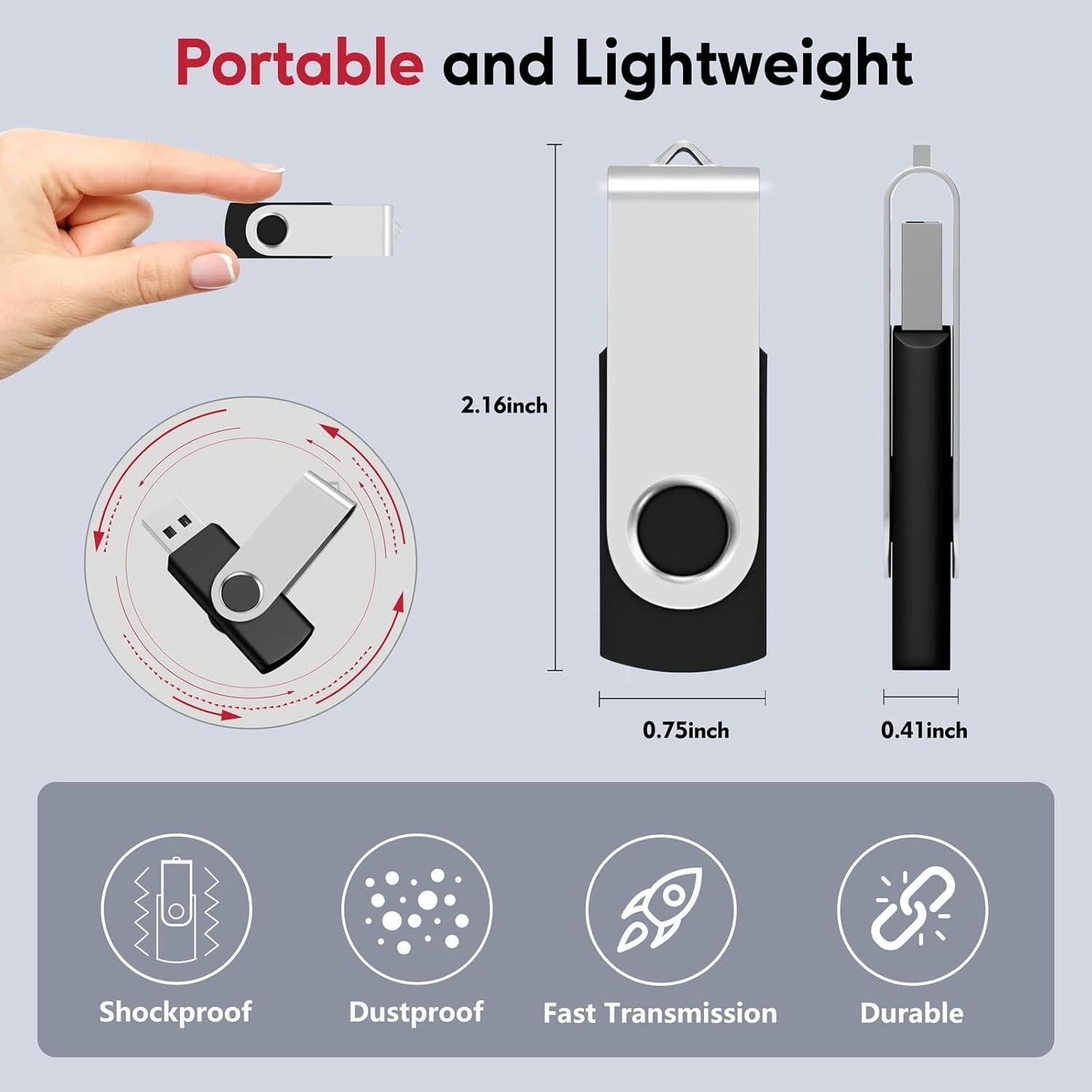 AreTop 100 Unidades Flash USB 512MB 2.0 Negro