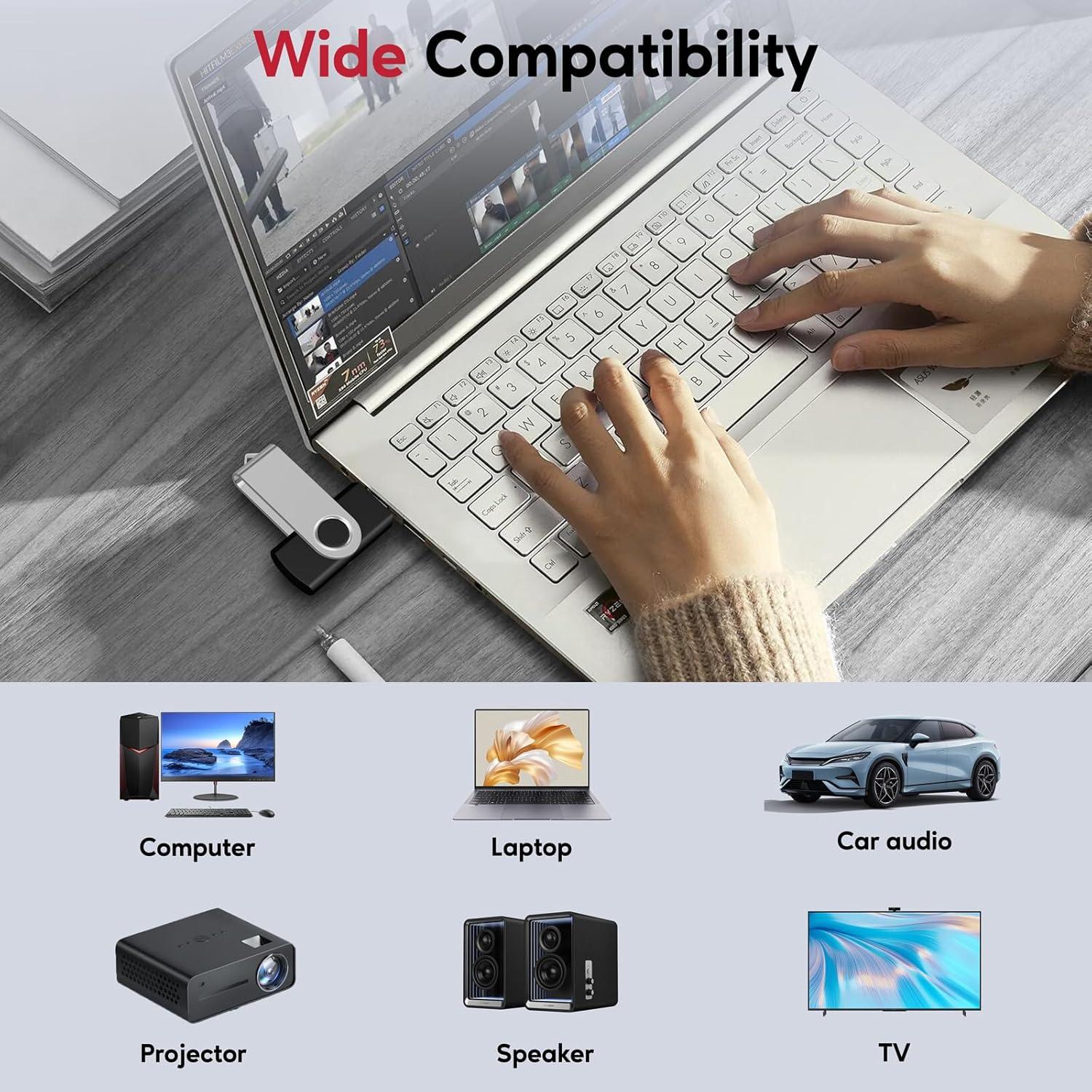 AreTop 100 Unidades Flash USB 512MB 2.0 Negro