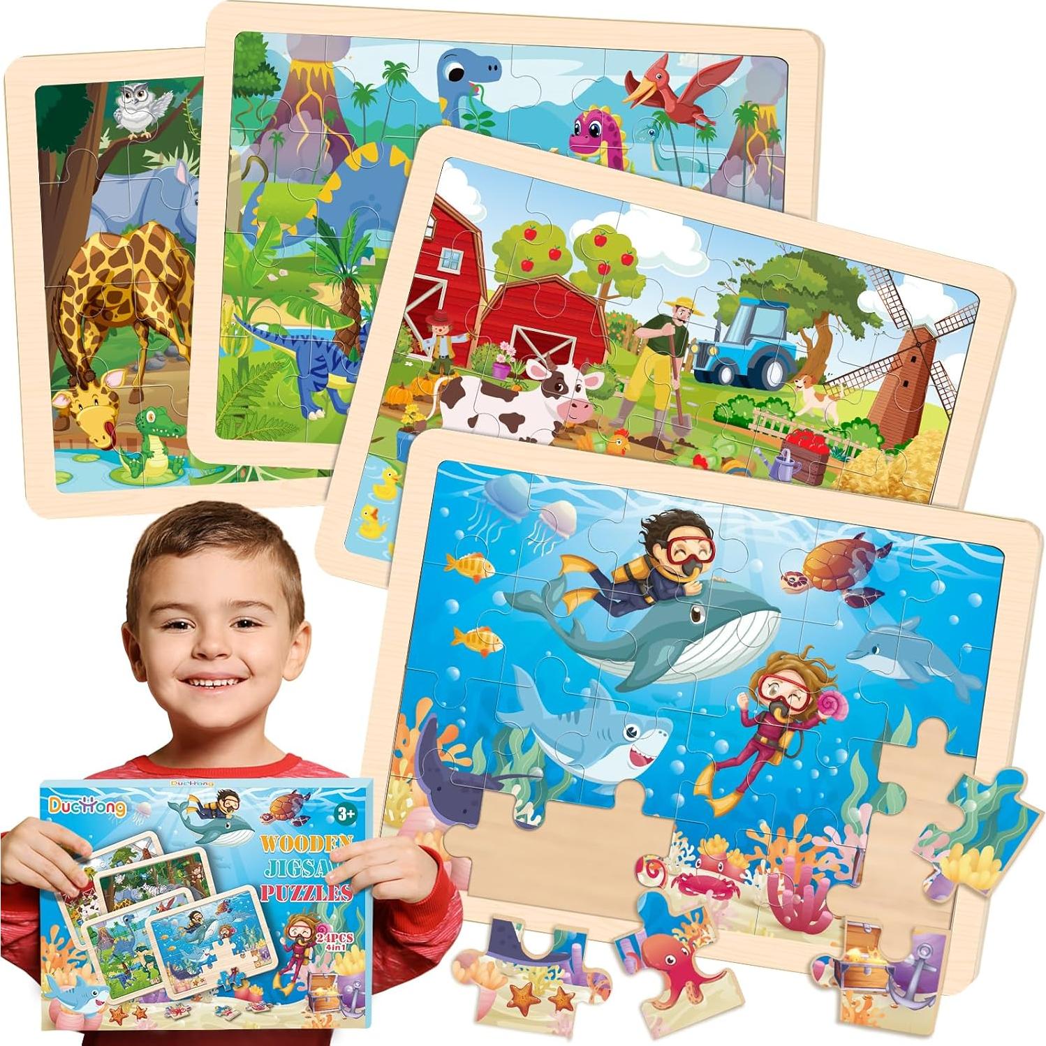 4 Rompecabezas de Madera Duchong para Niños 3 a 6 Años