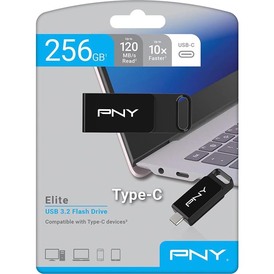 Unidad Flash USB 3.2 Tipo-C PNY Elite 256GB 120MB/s