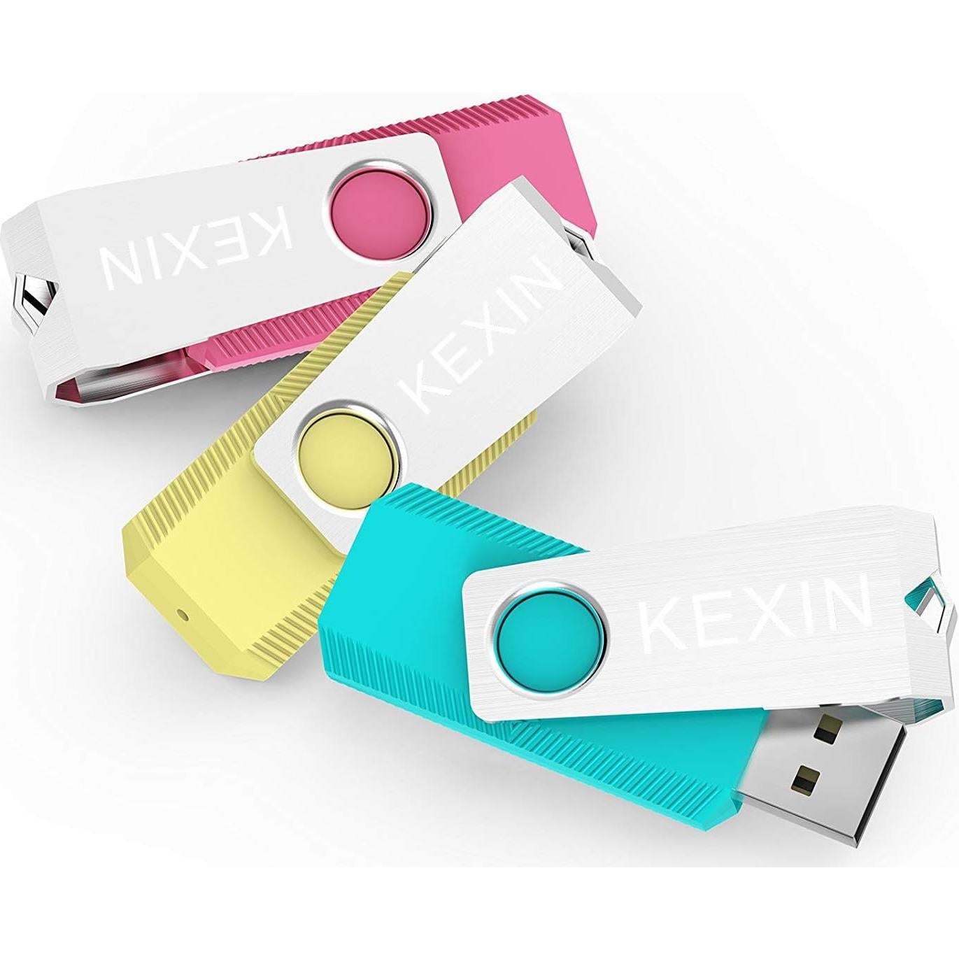 KEXIN Unidad Flash USB 64GB Paquete de 3 Colores