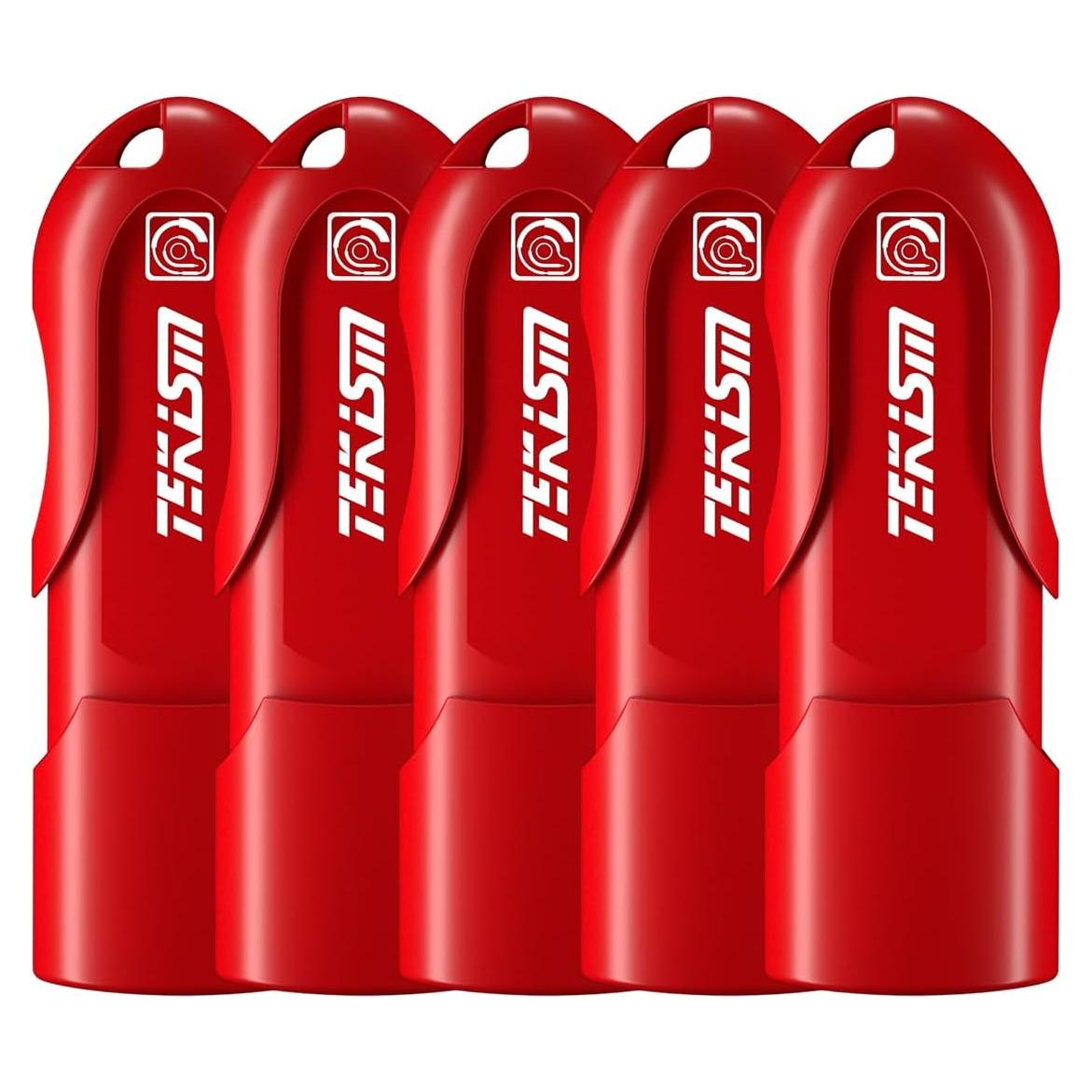 Paquete de 5 Unidades Flash USB 3.2 32GB TEKISM Rojo