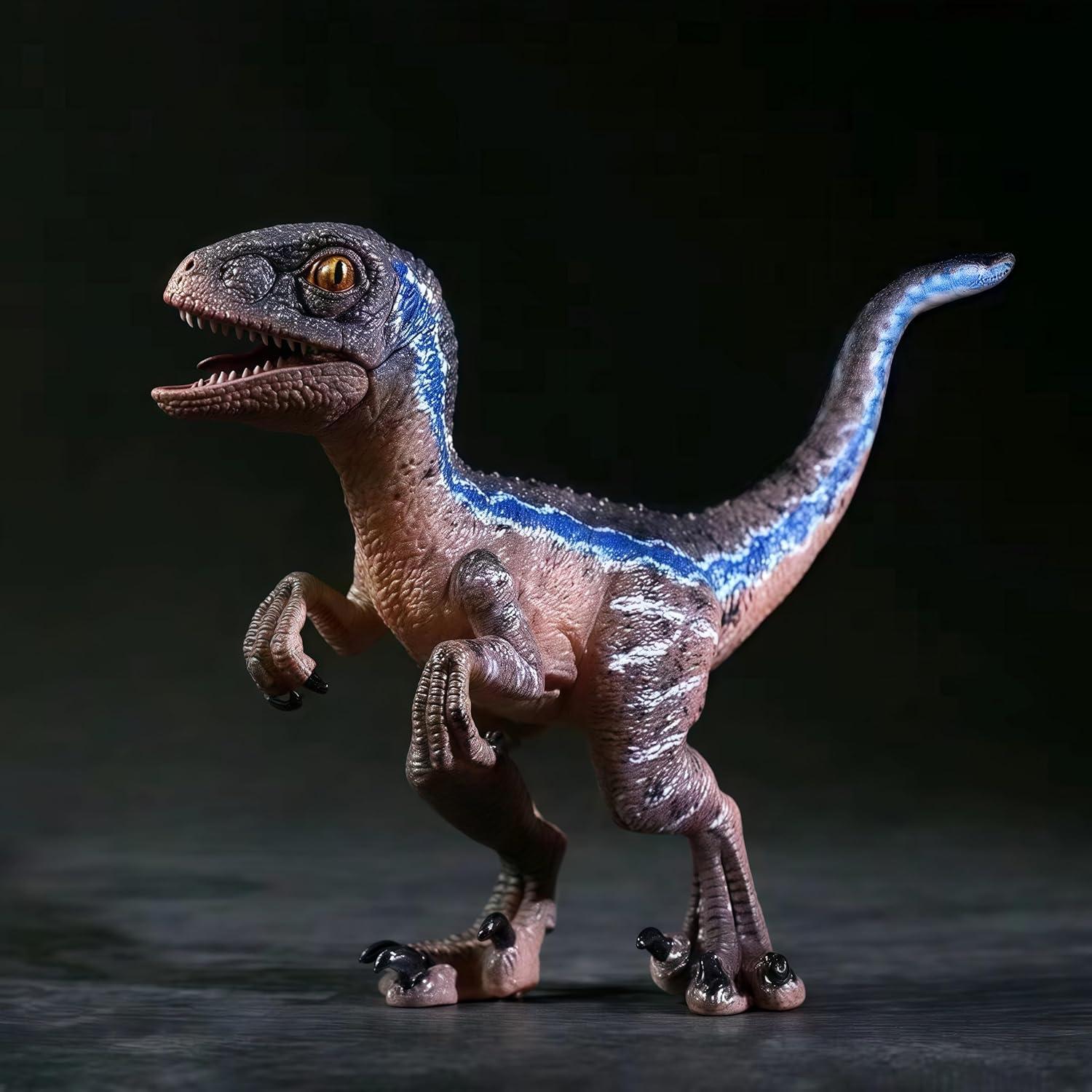 Gemini&Genius Dinosaur Toys Baby Velociraptor with Movable Jaw and Hands, Cake Topper, Collectible Action Figure, Birthday Gifts and Party Supplies for Kids
