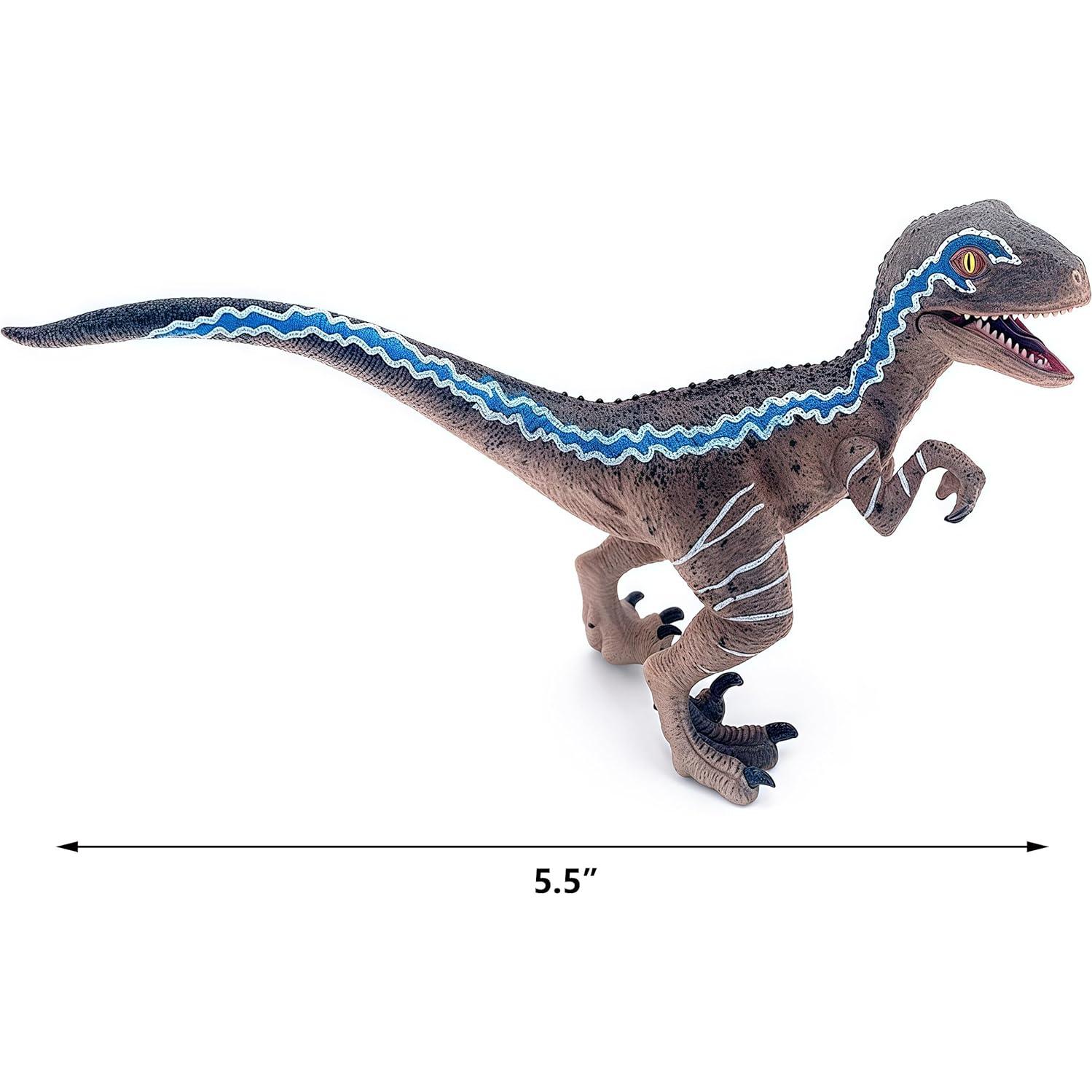 Gemini&Genius Dinosaur Toys Baby Velociraptor with Movable Jaw and Hands, Cake Topper, Collectible Action Figure, Birthday Gifts and Party Supplies for Kids