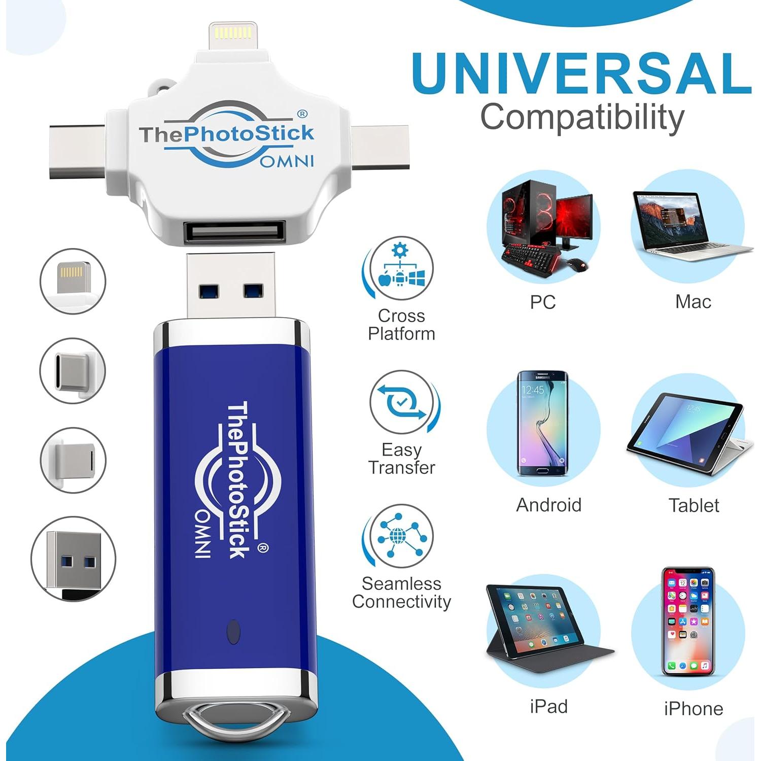 ThePhotoStick Omni 256GB - Respaldo Seguro de Fotos y Videos