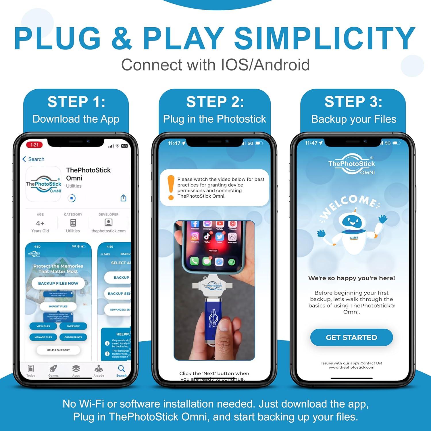 ThePhotoStick Omni 256GB - Respaldo Seguro de Fotos y Videos