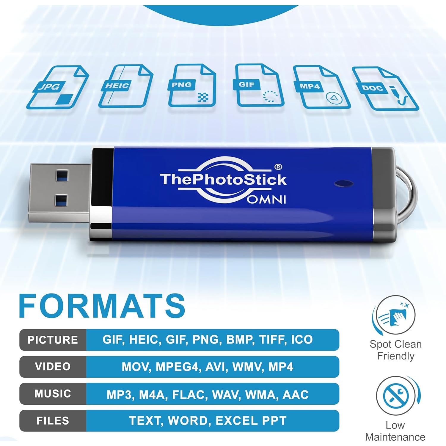 ThePhotoStick Omni 256GB - Respaldo Seguro de Fotos y Videos