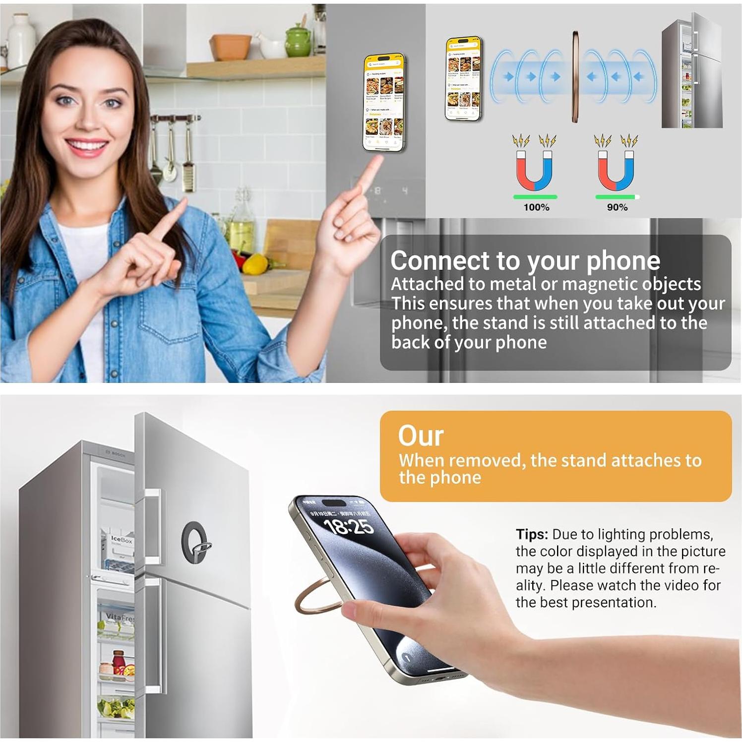 Soporte Magnético para Teléfono OPSO MagSafe Oro Rosa 360°