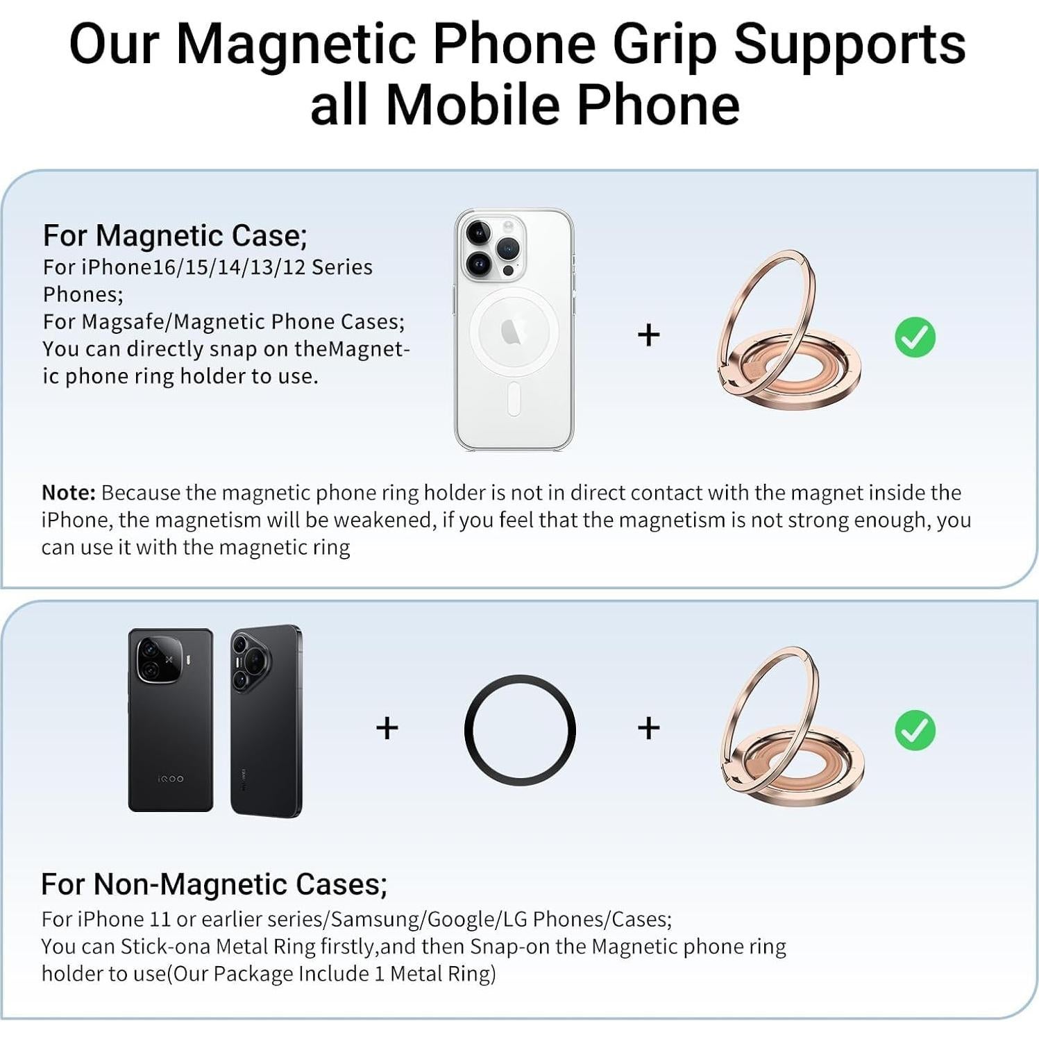 Soporte Magnético para Teléfono OPSO MagSafe Oro Rosa 360°