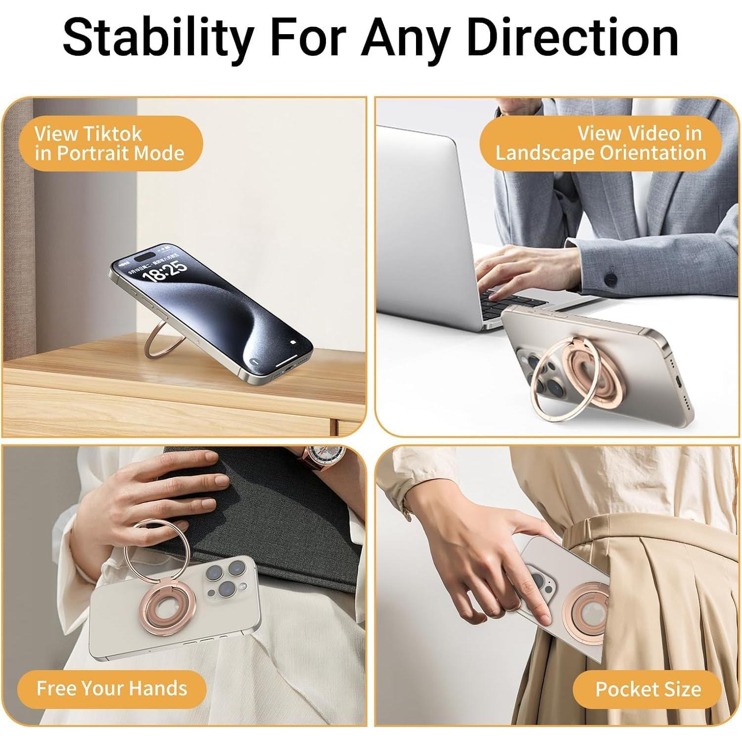 Soporte Magnético para Teléfono OPSO MagSafe Oro Rosa 360°