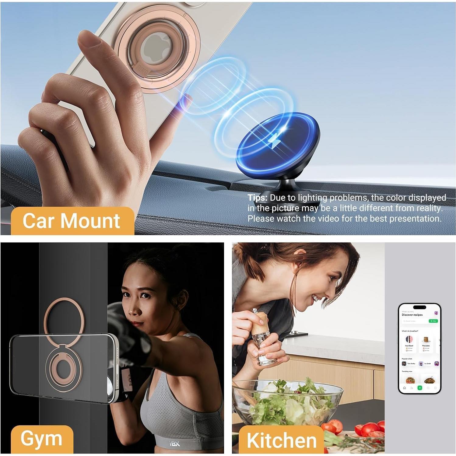 Soporte Magnético para Teléfono OPSO MagSafe Oro Rosa 360°