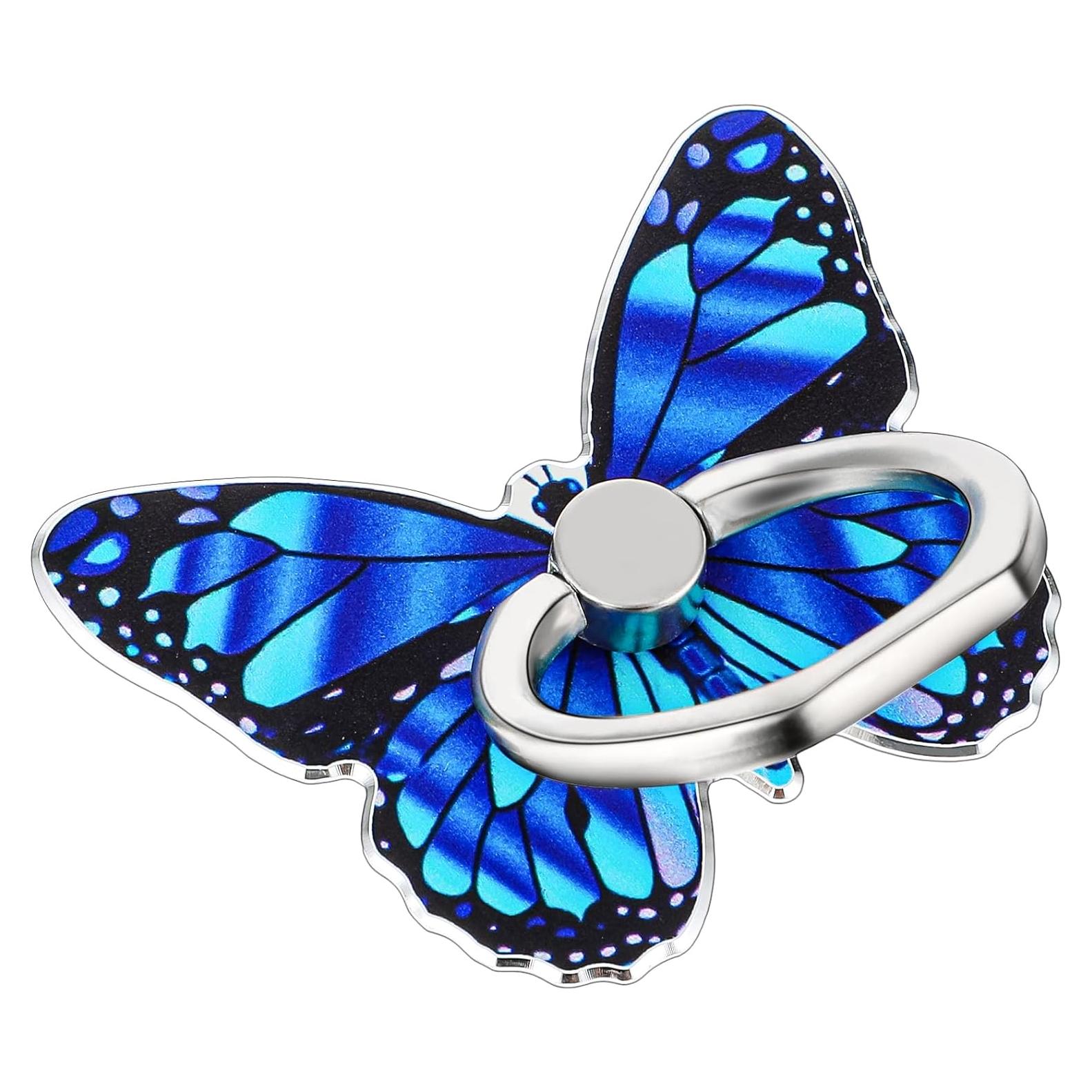 Soporte de Anillo para Teléfono Mariposa Mabor Azul 360°