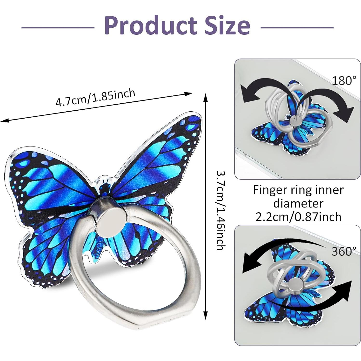 Soporte de Anillo para Teléfono Mariposa Mabor Azul 360°