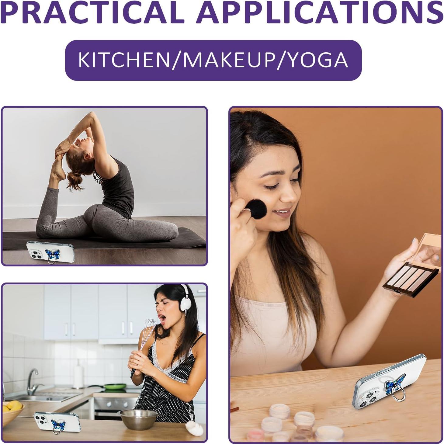 Soporte de Anillo para Teléfono Mariposa Mabor Azul 360°