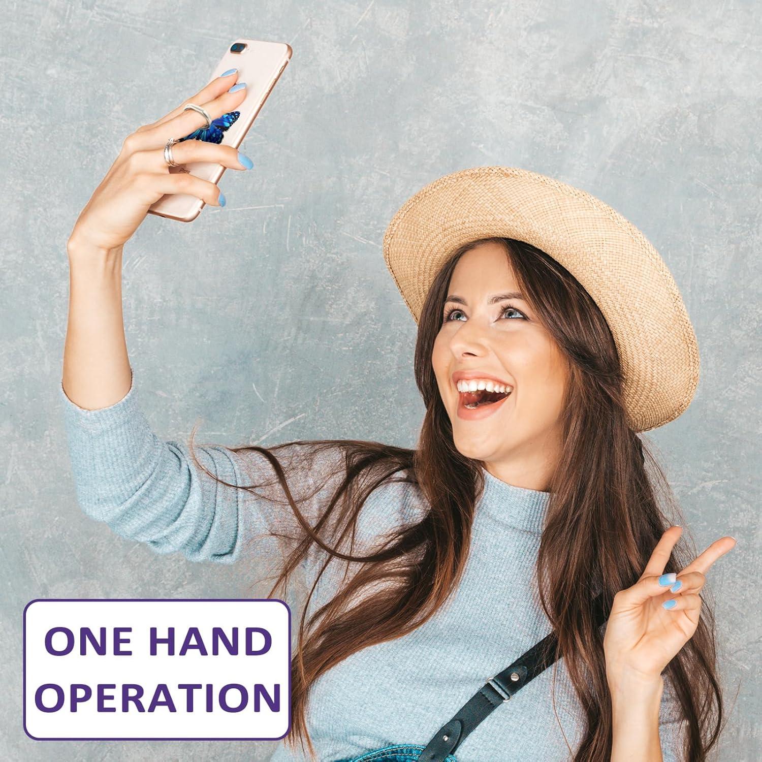 Soporte de Anillo para Teléfono Mariposa Mabor Azul 360°