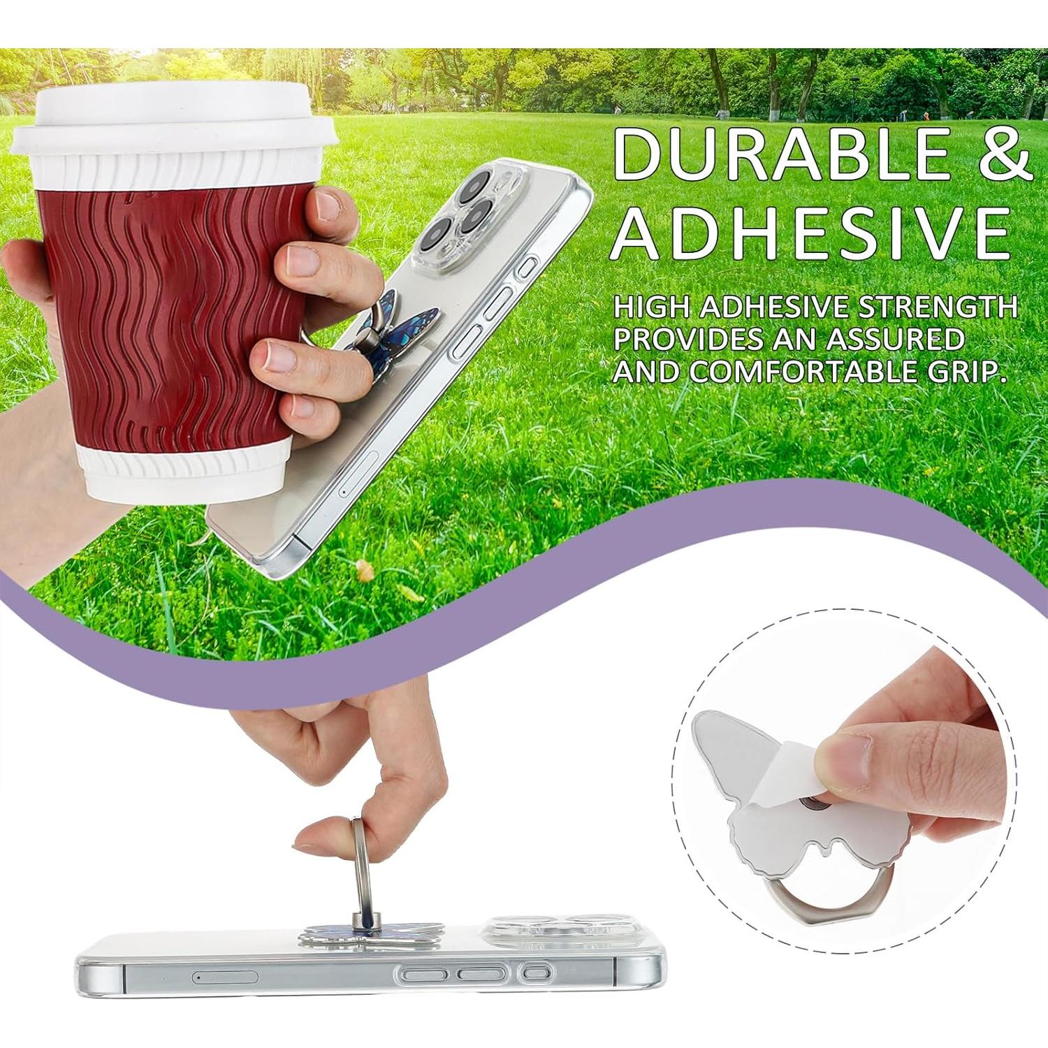 Soporte de Anillo para Teléfono Mariposa Mabor Azul 360°