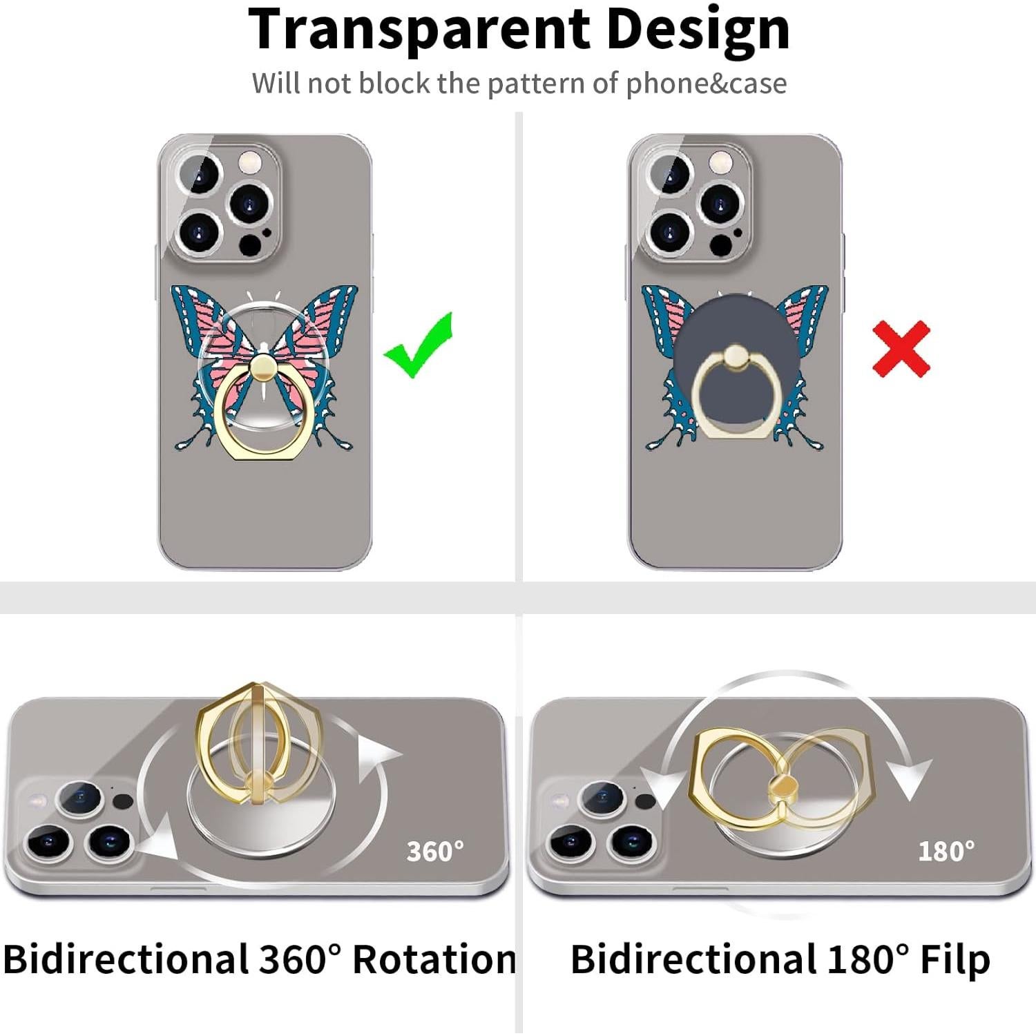 Soporte de Anillo Transparente TACOMEGE GD R para Teléfono Móvil