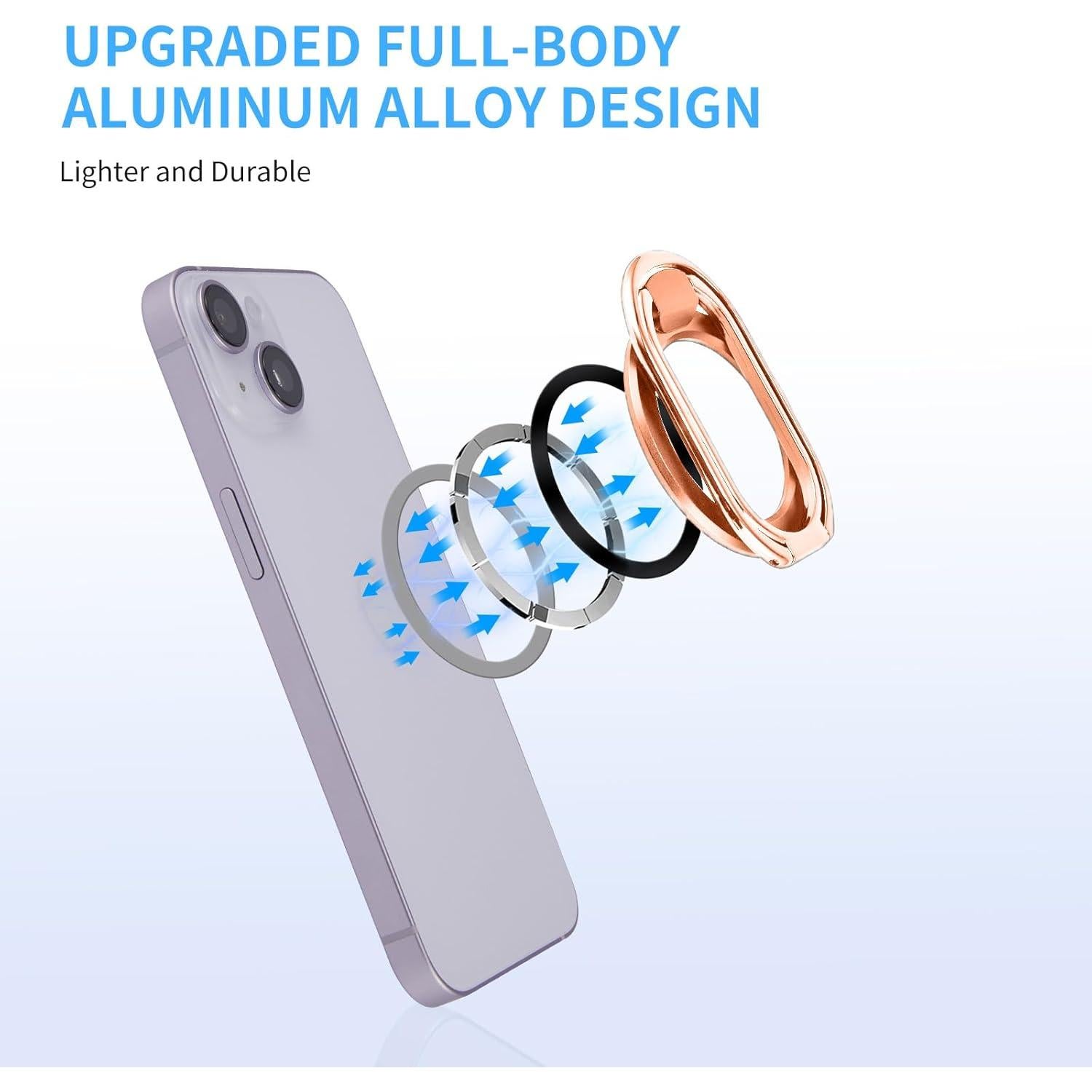 Soporte de Anillo Magnético MagSafe Rimyam Rosa Dorado 2 en 1