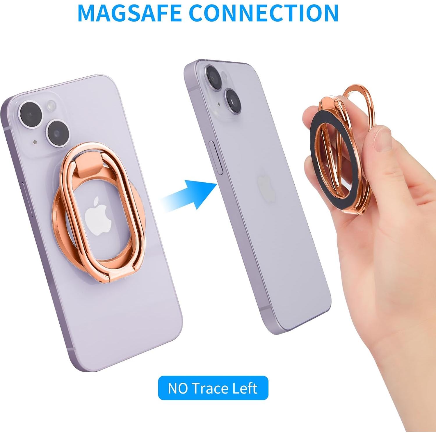 Soporte de Anillo Magnético MagSafe Rimyam Rosa Dorado 2 en 1