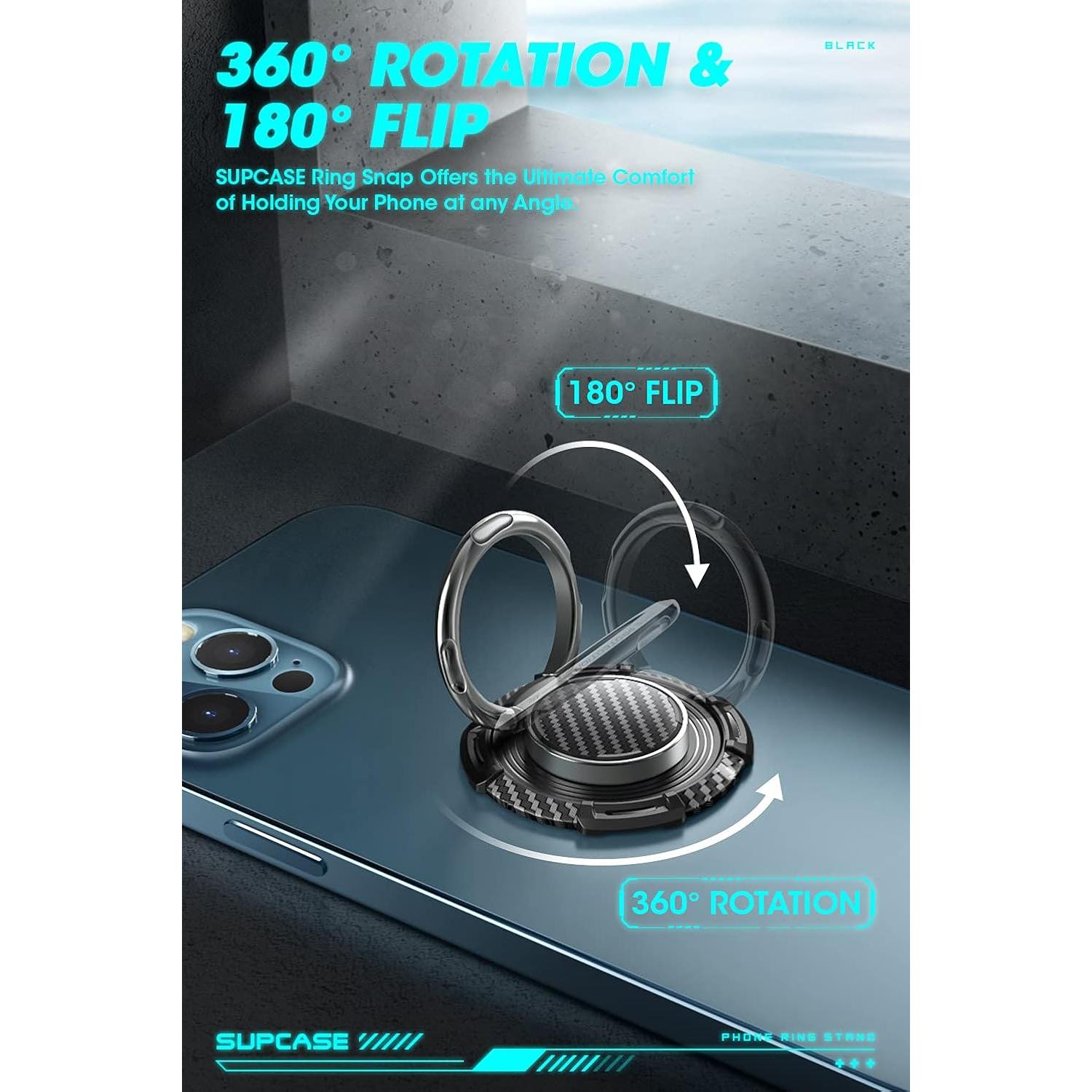 Soporte para Anillo de Teléfono SUPCASE Negro 360° Rotación