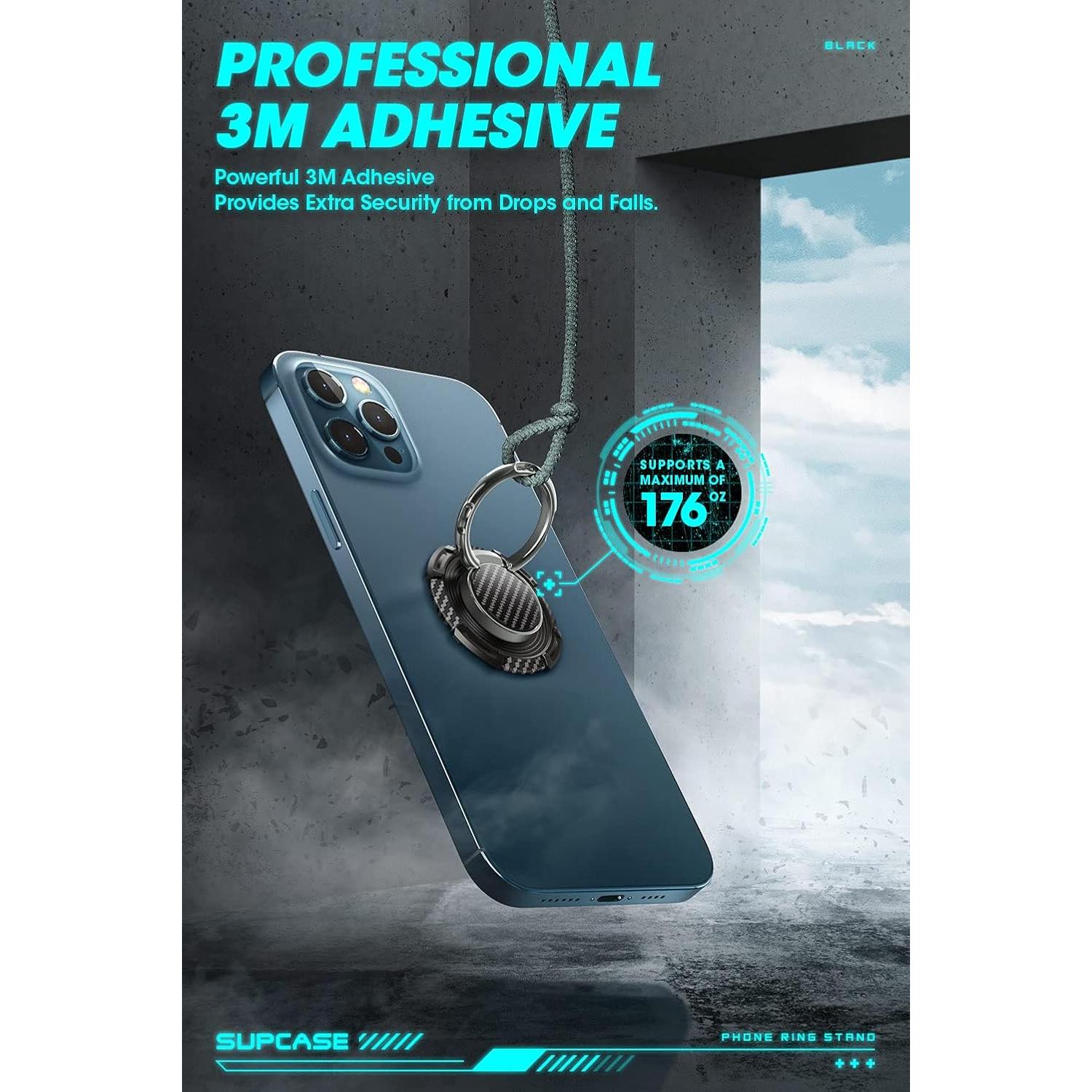 Soporte para Anillo de Teléfono SUPCASE Negro 360° Rotación