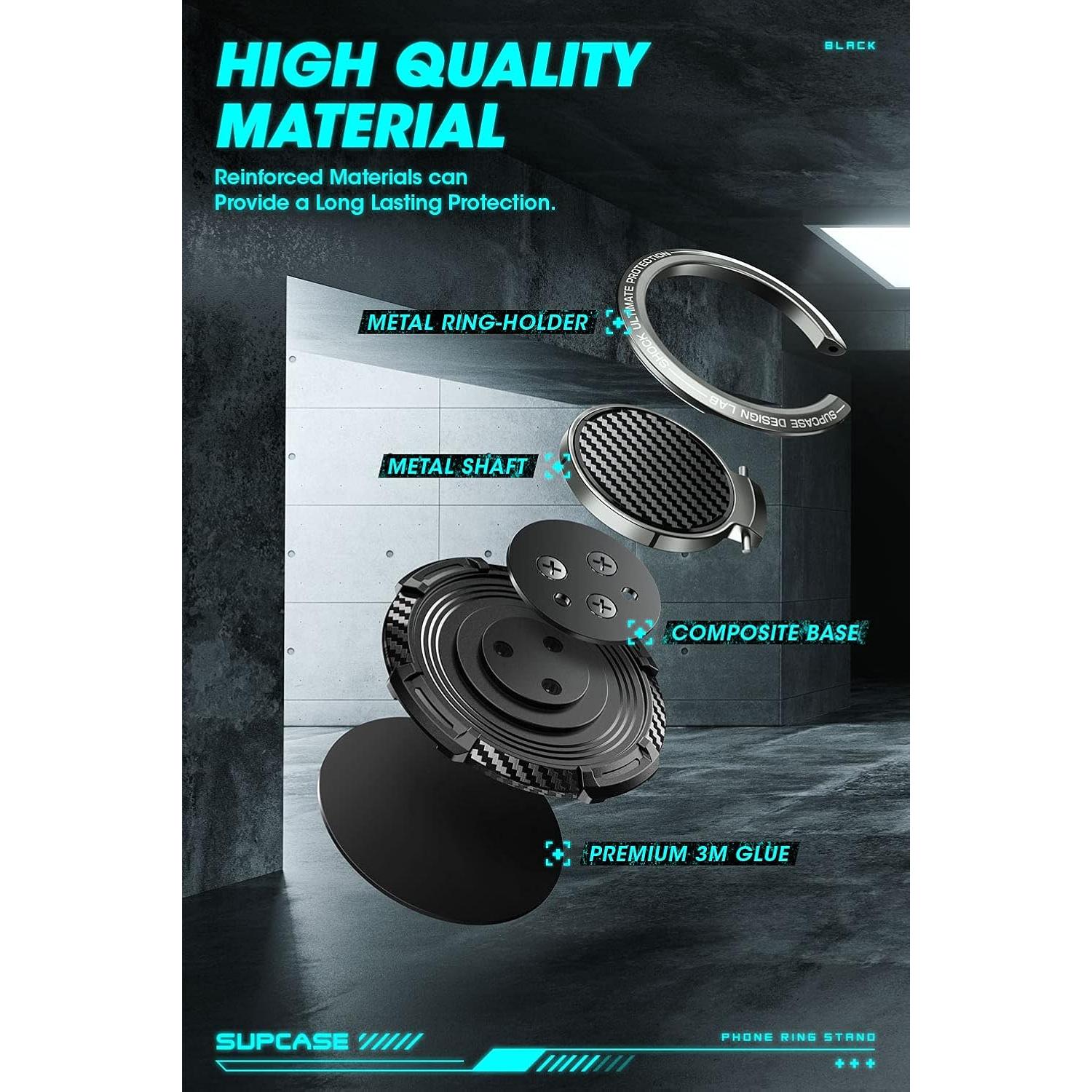 Soporte para Anillo de Teléfono SUPCASE Negro 360° Rotación
