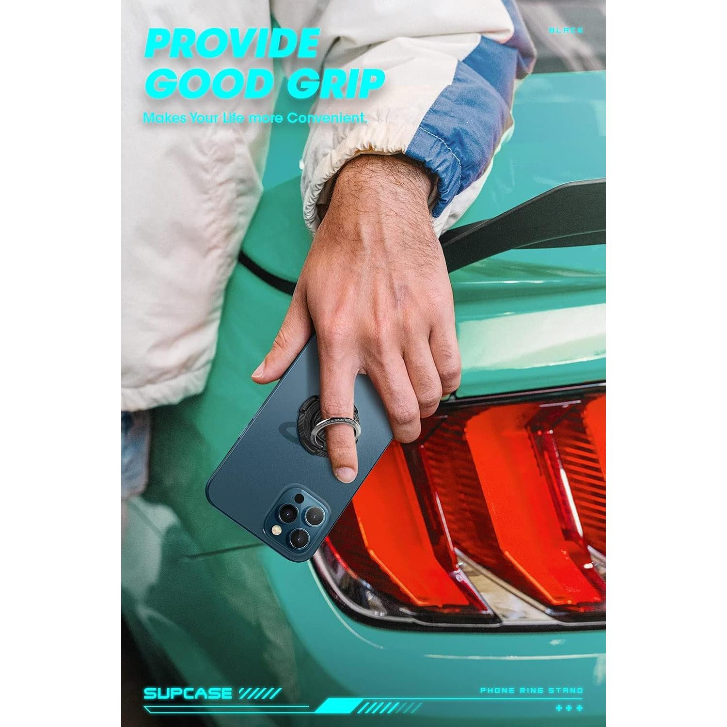 Soporte para Anillo de Teléfono SUPCASE Negro 360° Rotación