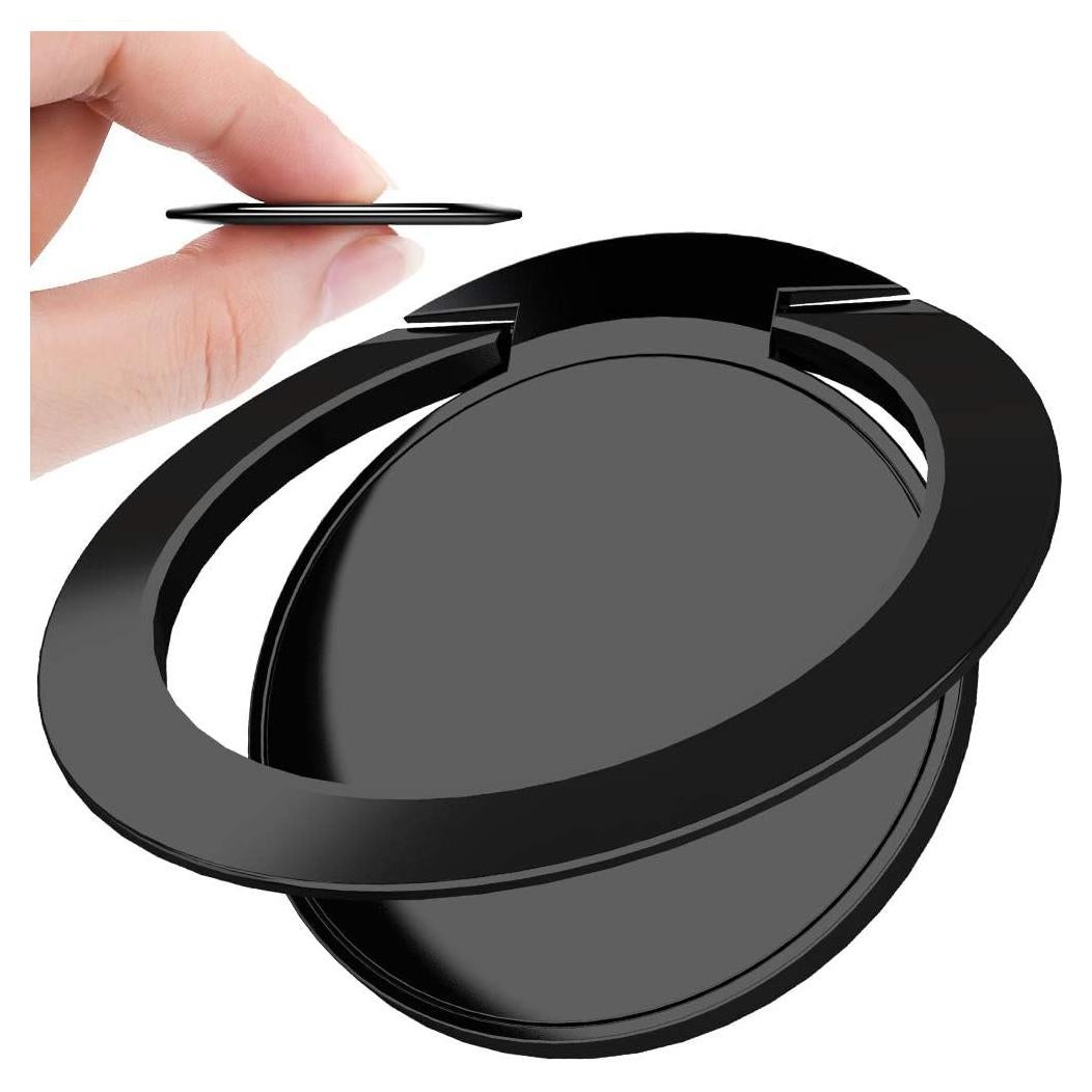 Soporte para anillo de teléfono Attom Tech negro ultra delgado