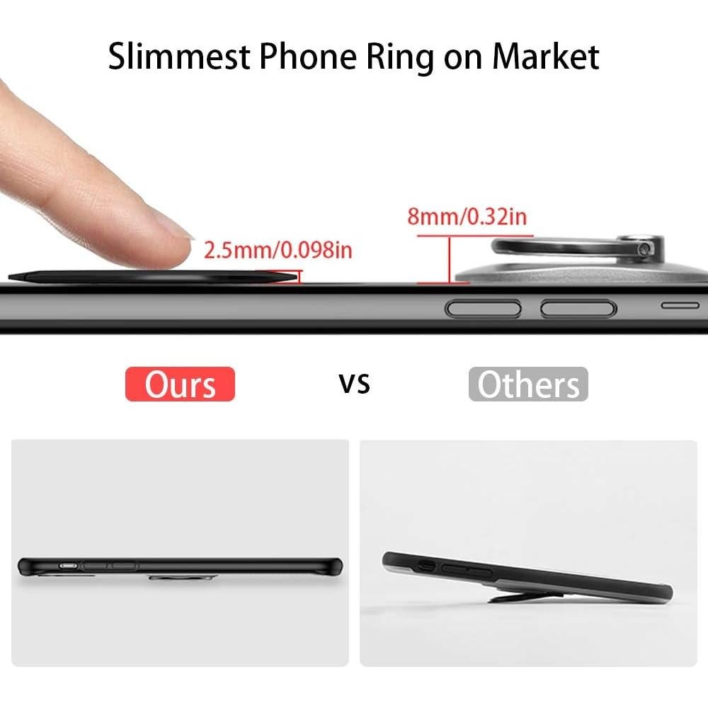 Soporte para anillo de teléfono Attom Tech negro ultra delgado