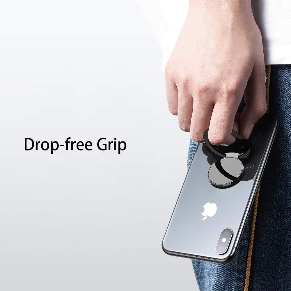 Soporte para anillo de teléfono Attom Tech negro ultra delgado