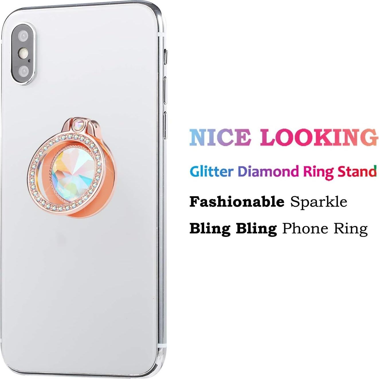 Soporte de Anillo Brillante Oro Rosa para Teléfono y Tableta