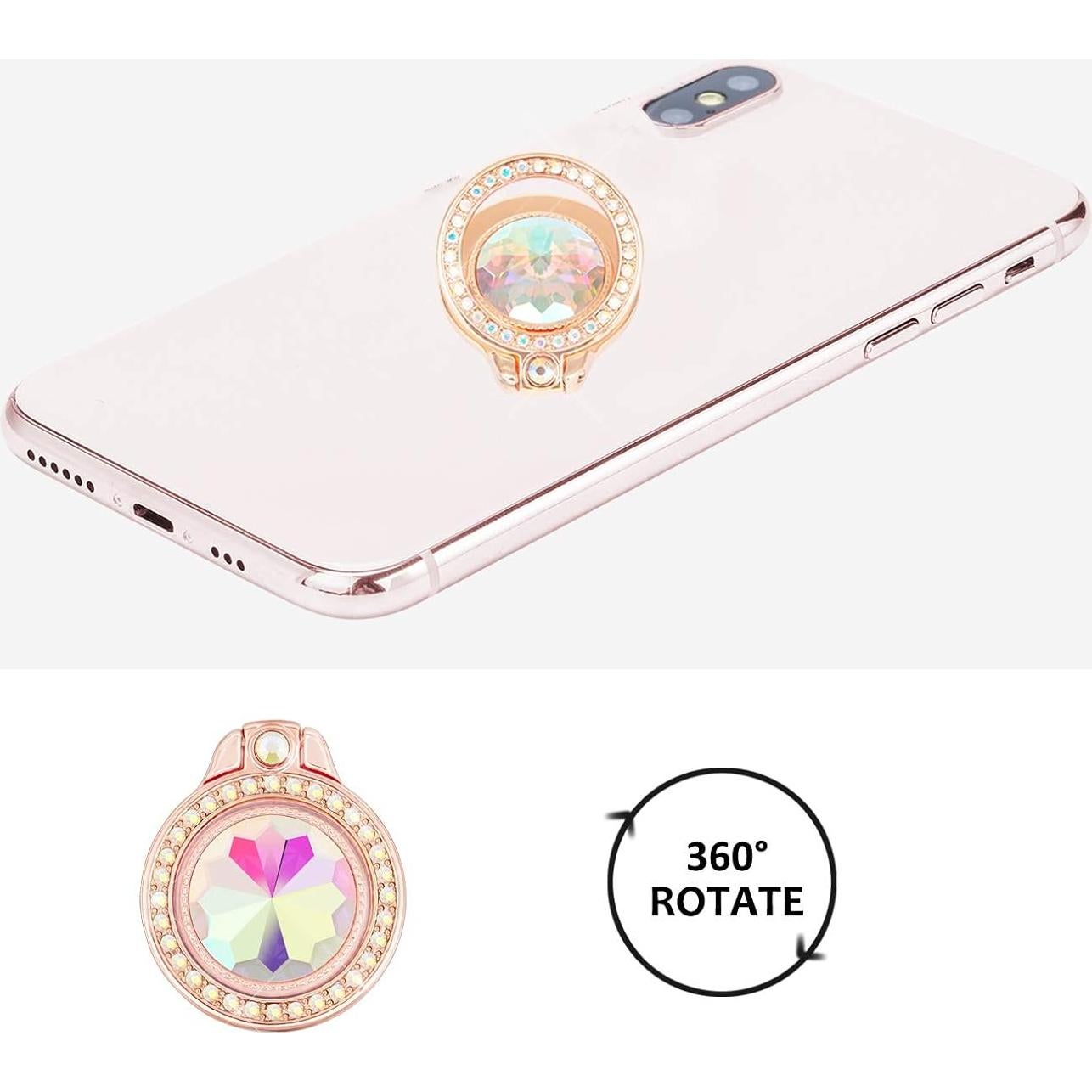 Soporte de Anillo Brillante Oro Rosa para Teléfono y Tableta