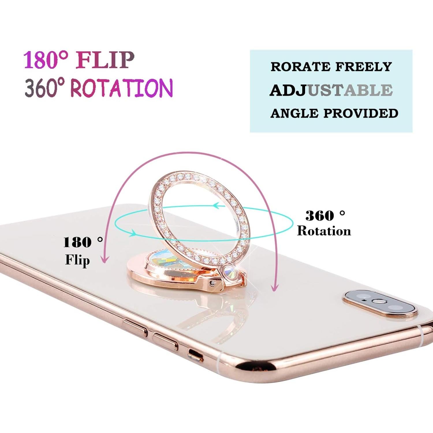 Soporte de Anillo Brillante Oro Rosa para Teléfono y Tableta