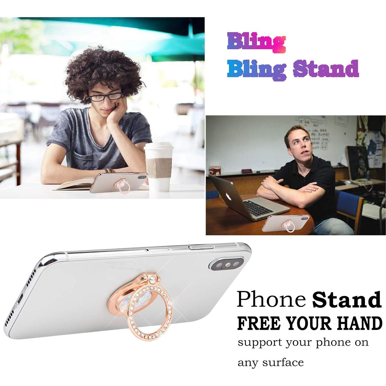 Soporte de Anillo Brillante Oro Rosa para Teléfono y Tableta