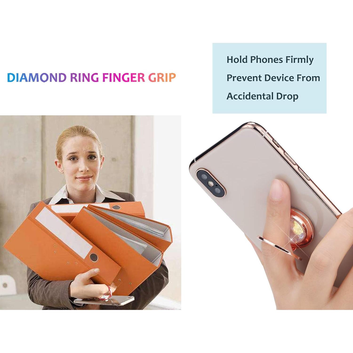 Soporte de Anillo Brillante Oro Rosa para Teléfono y Tableta