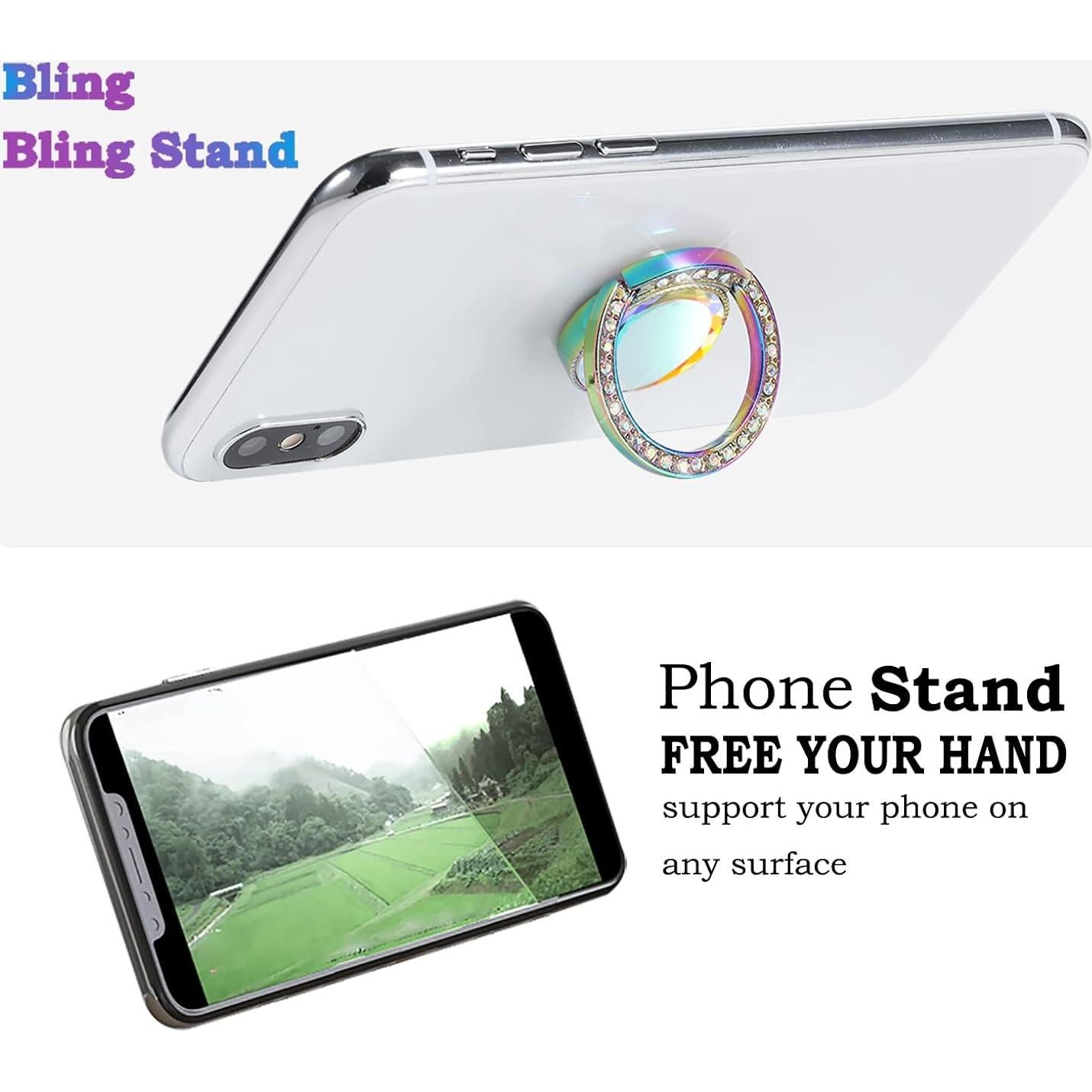 Soporte de Anillo Brillante Iridiscente para Teléfono Lenoup