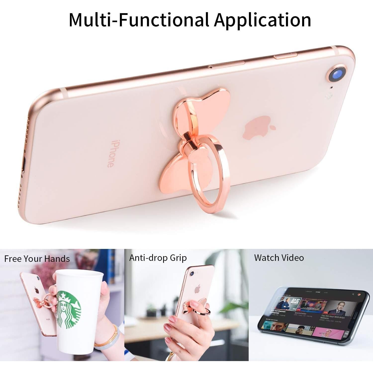 Soporte de Anillo PZOZ para Teléfono Móvil Metalizado 360° Oro Rosa