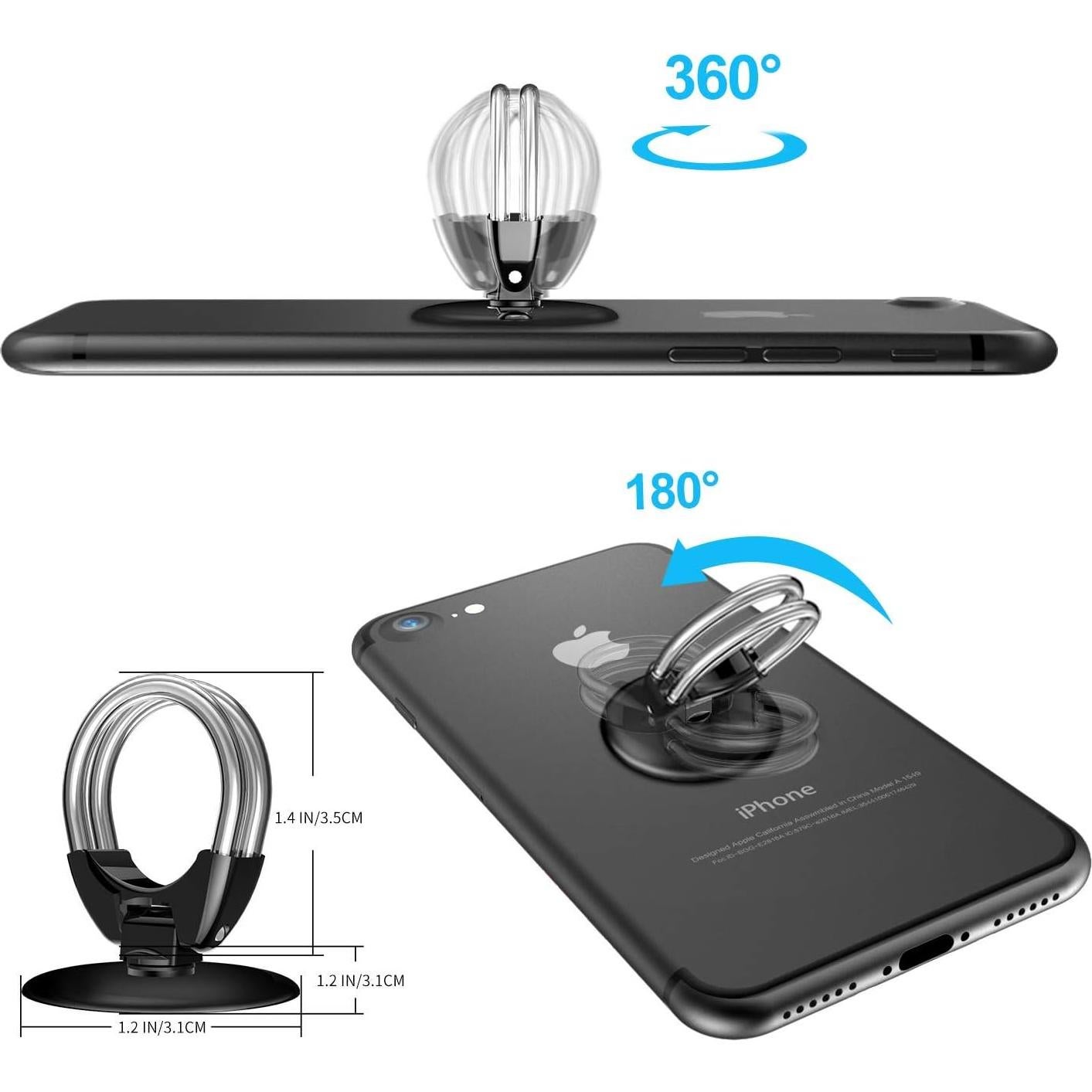 Soporte para Anillo de Teléfono Tvoip 2 Pcs Plata 360° Rotatable