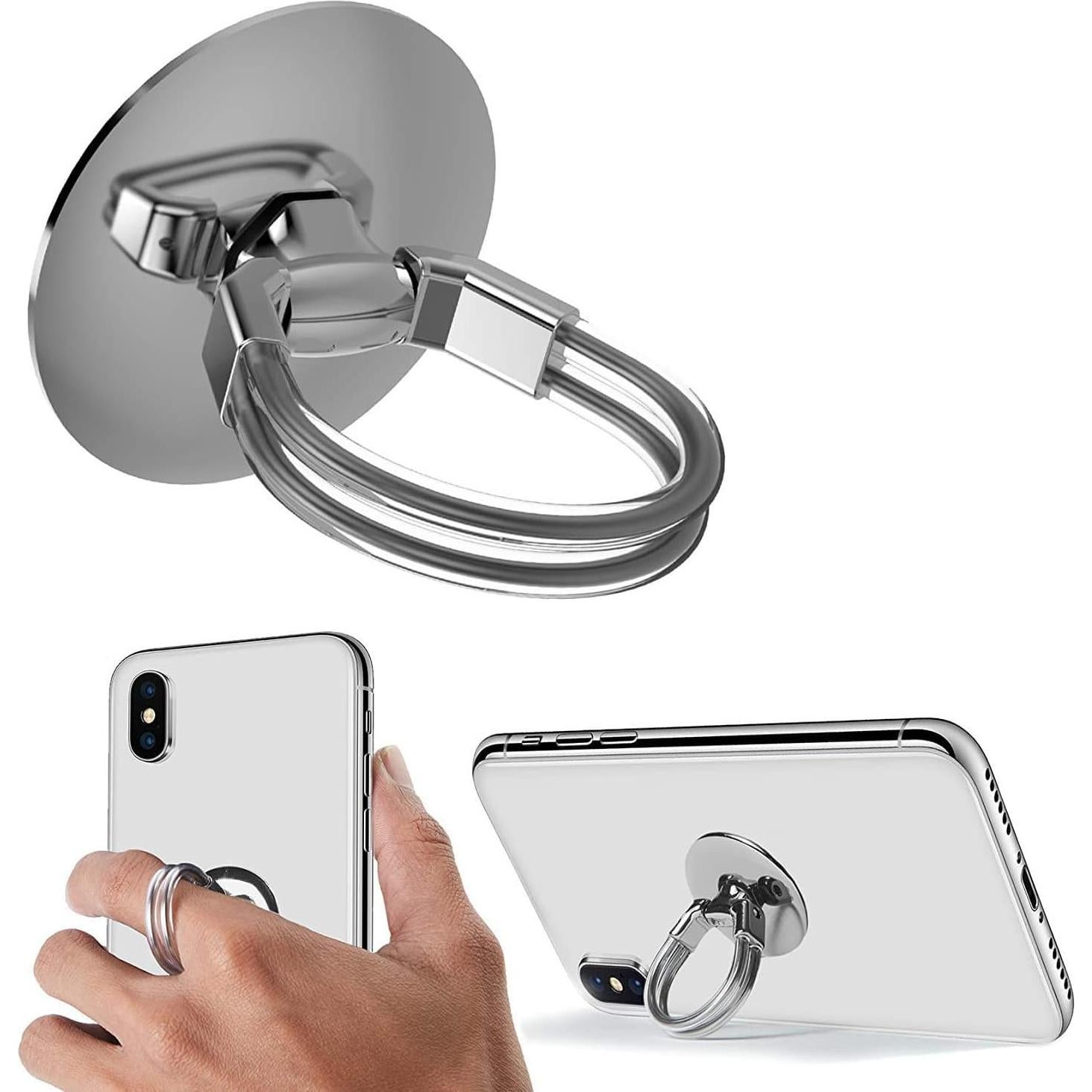 Soporte para Anillo de Teléfono Tvoip 2 Pcs Plata 360° Rotatable