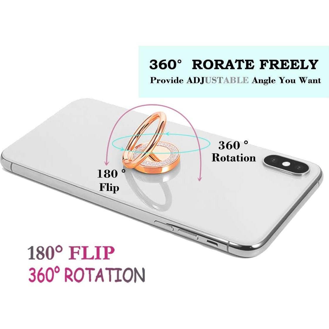 Soporte de Anillo Brillante Oro Rosa para Teléfonos y Tabletas