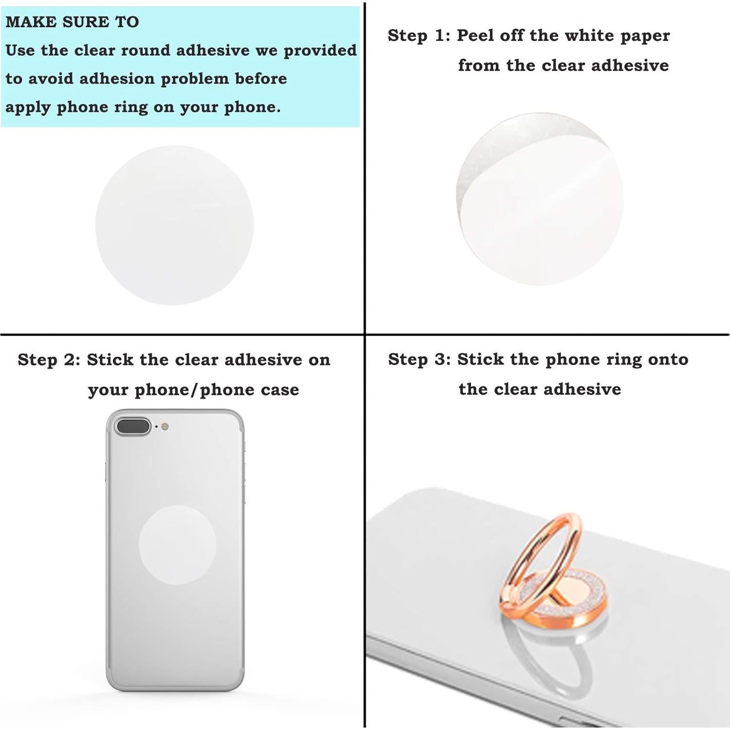 Soporte de Anillo Brillante Oro Rosa para Teléfonos y Tabletas