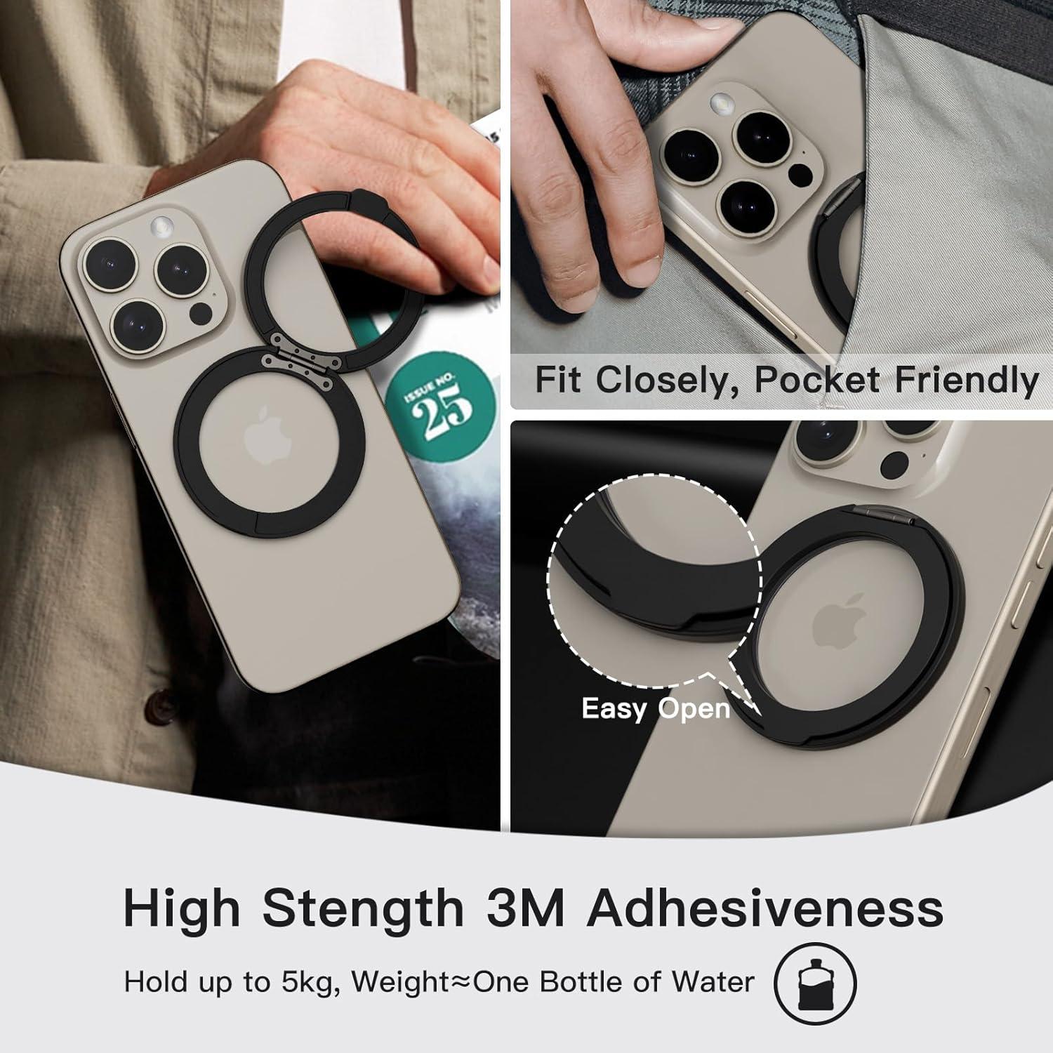 Soporte de Anillo Magnético COOLQO para Teléfonos Móviles - Negro