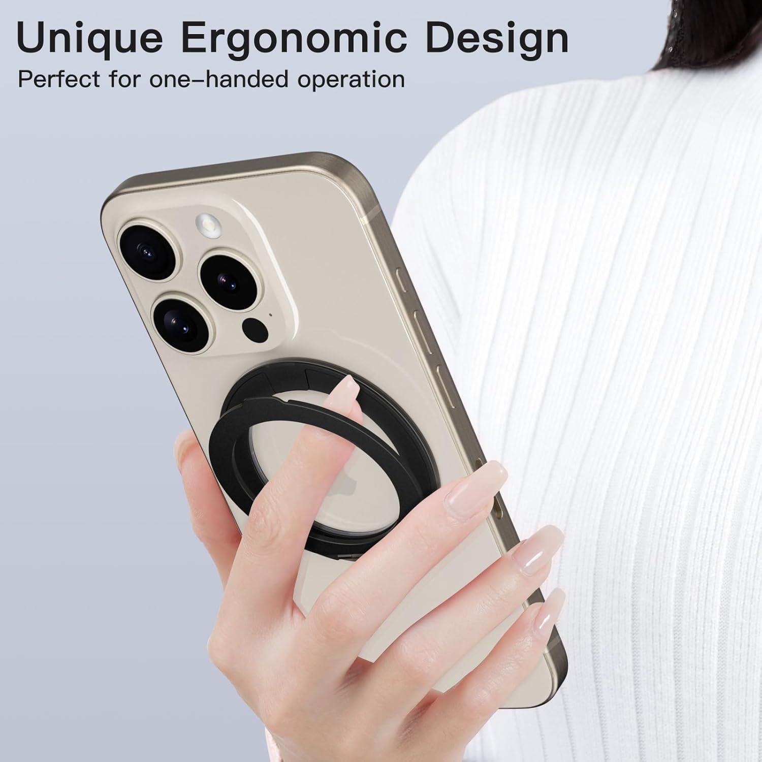 Soporte de Anillo Magnético COOLQO para Teléfonos Móviles - Negro