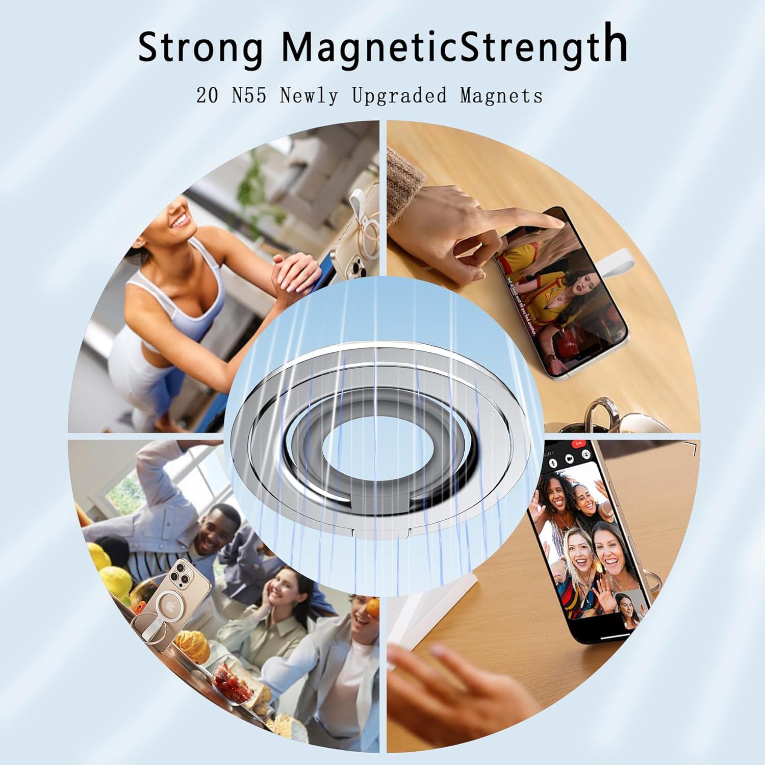 Anillo Magnético para Teléfono MagSafe EDRF Plata 360° Ajustable