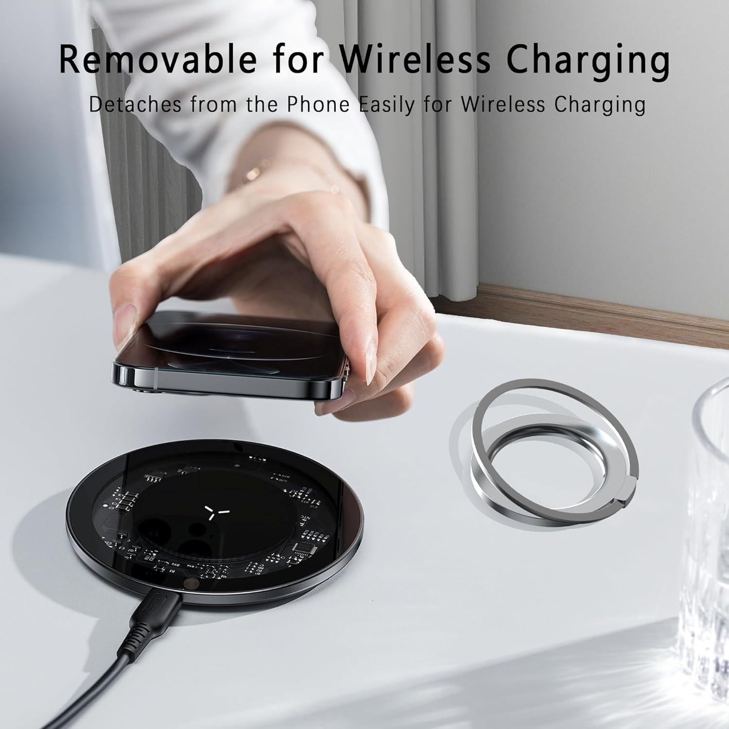 Anillo Magnético para Teléfono MagSafe EDRF Plata 360° Ajustable