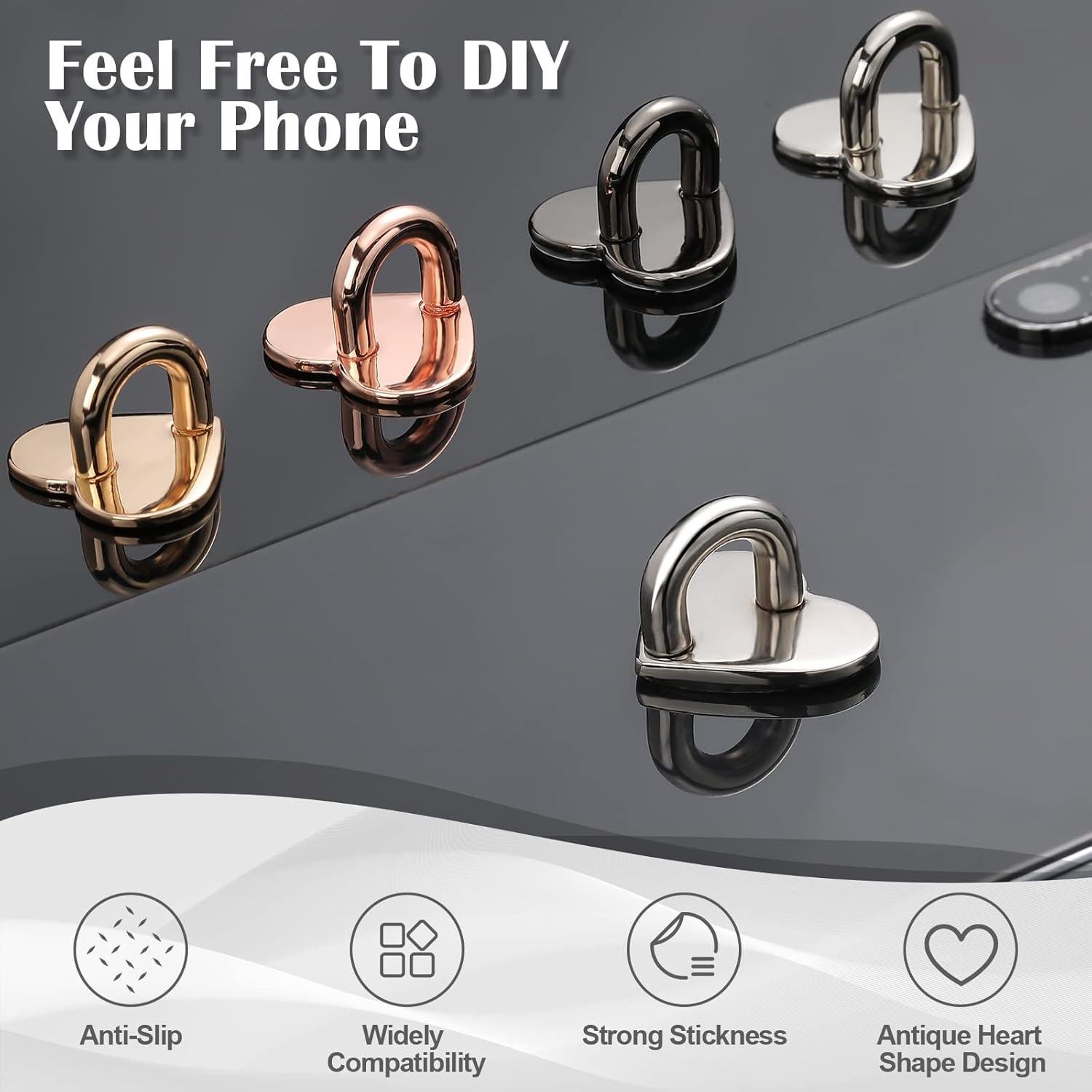 Anillo Adhesivo para Teléfono Moxweyeni - 8 Pcs Corazón